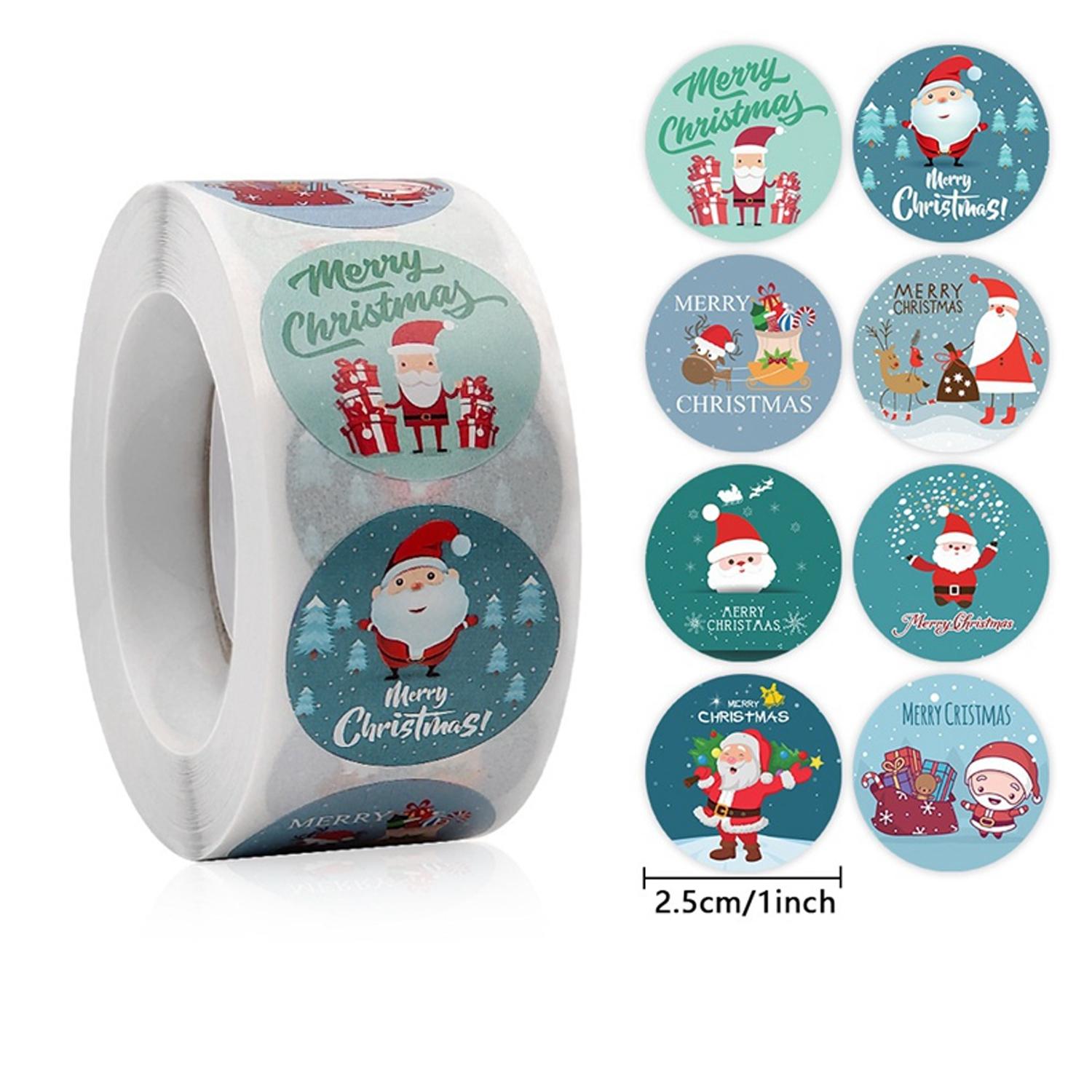 1'' MERRY CHRISTMAS SANTA STICKER ROLL