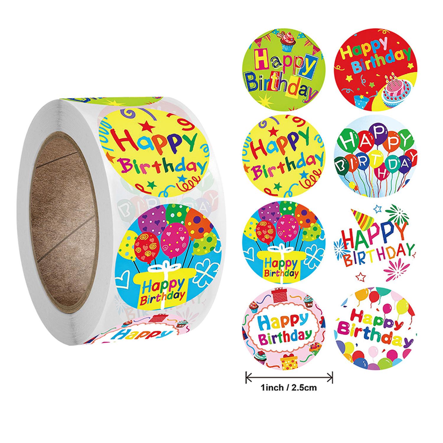 1" HAPPY BIRTHDAY STICKER ROLL