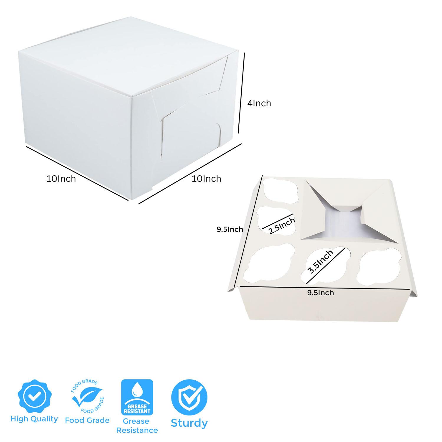 WHITE 10 X 10 X 4 INCH BENTO CAKE BOX