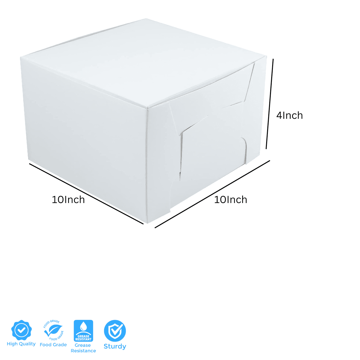 WHITE 10 X 10 X 4 INCHES CAKE BOX