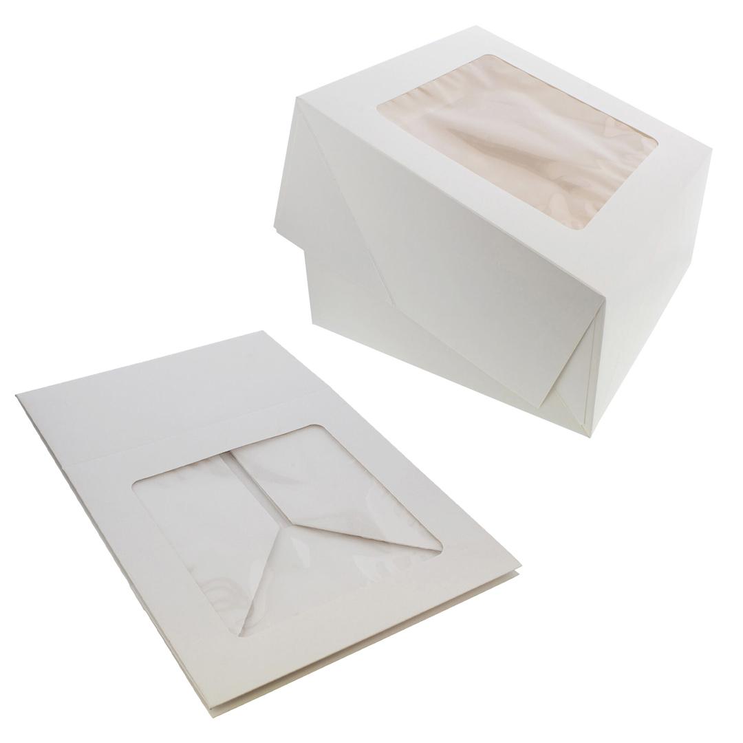 WHITE 10 X 10 X 5 INCHES CAKE BOX WITH WINDOW