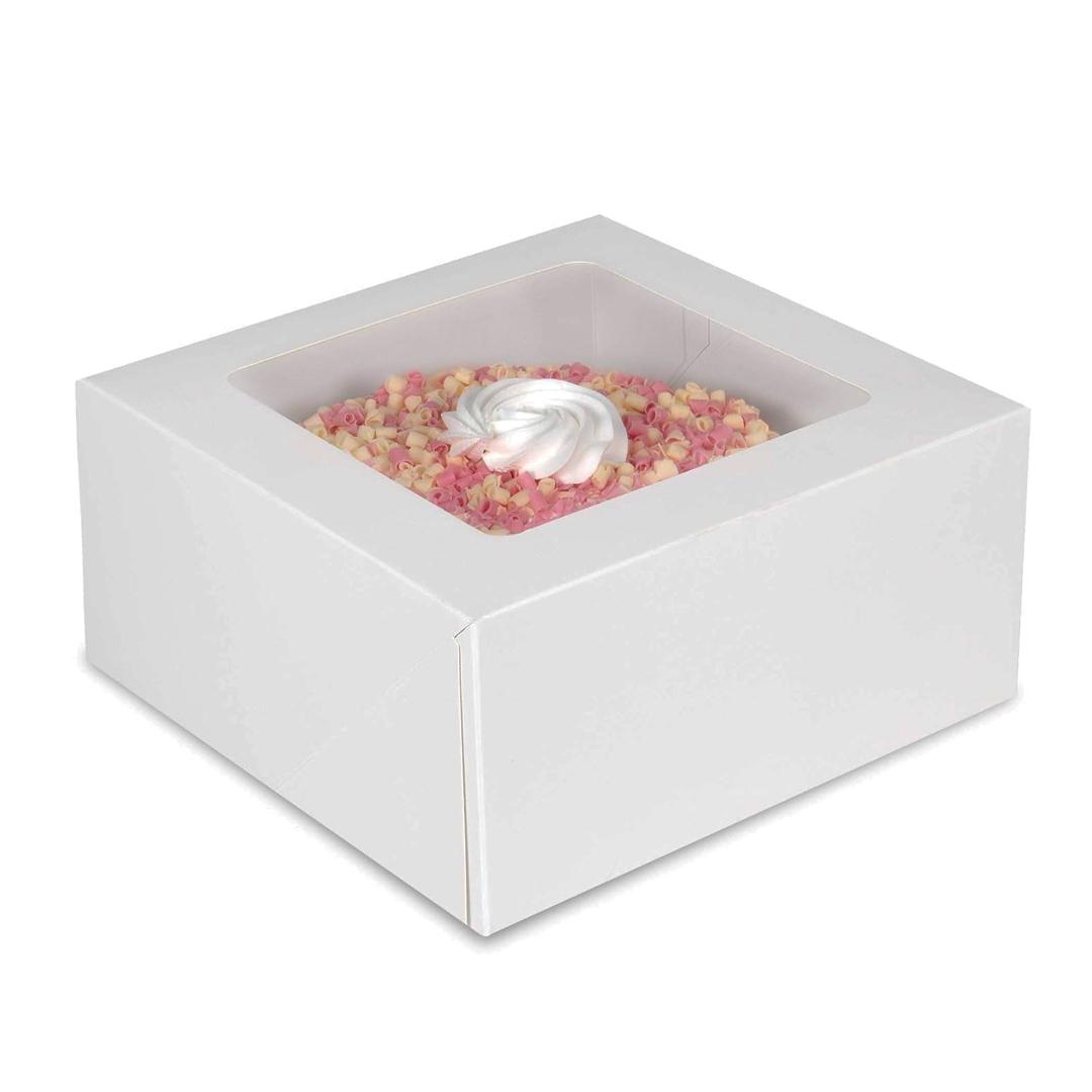 WHITE 10 X 10 X 5 INCHES CAKE BOX WITH WINDOW