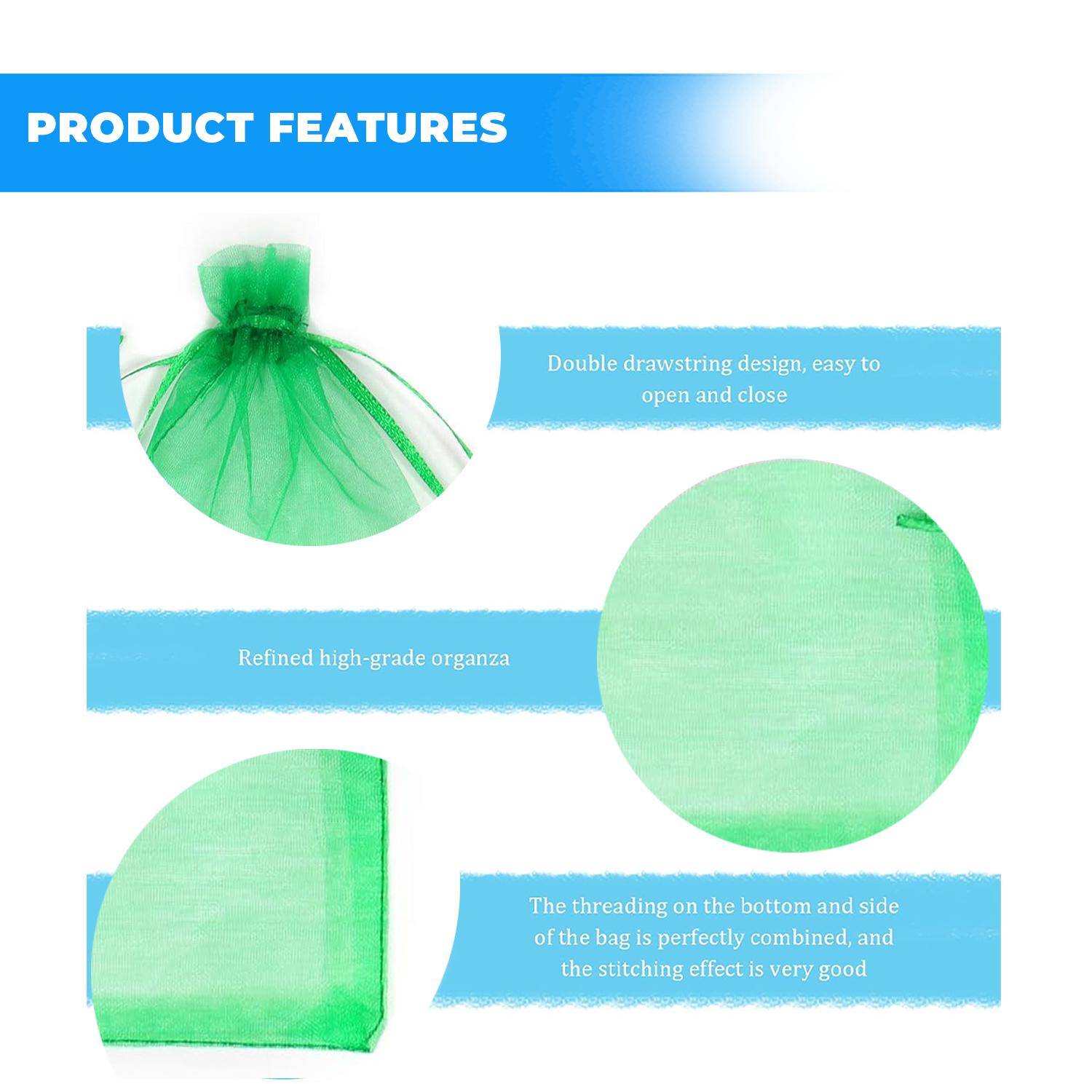 11 X 8CM ORGANZA BAGS CLOTH LEAF GREEN