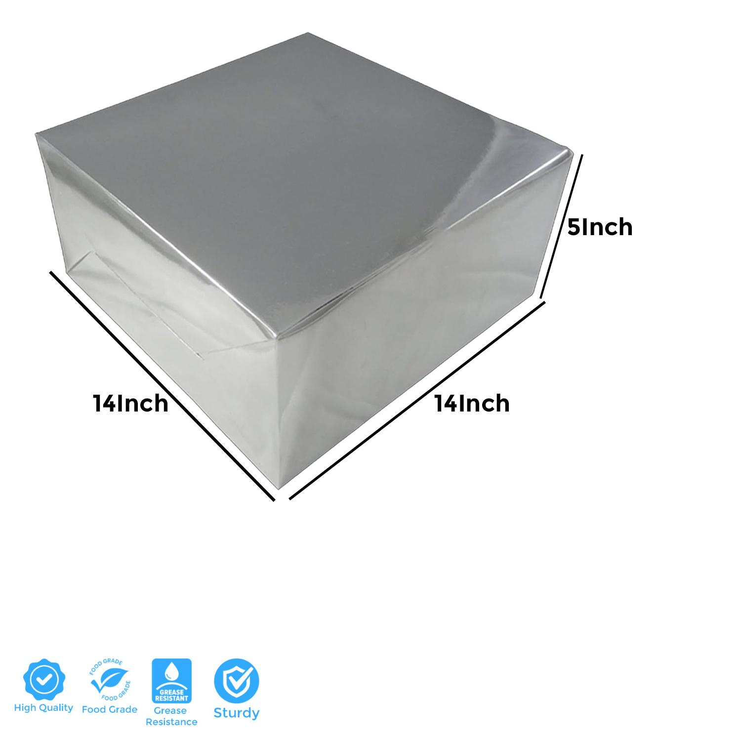 SILVER 14 X 14 X 5 INCHES CAKE BOX