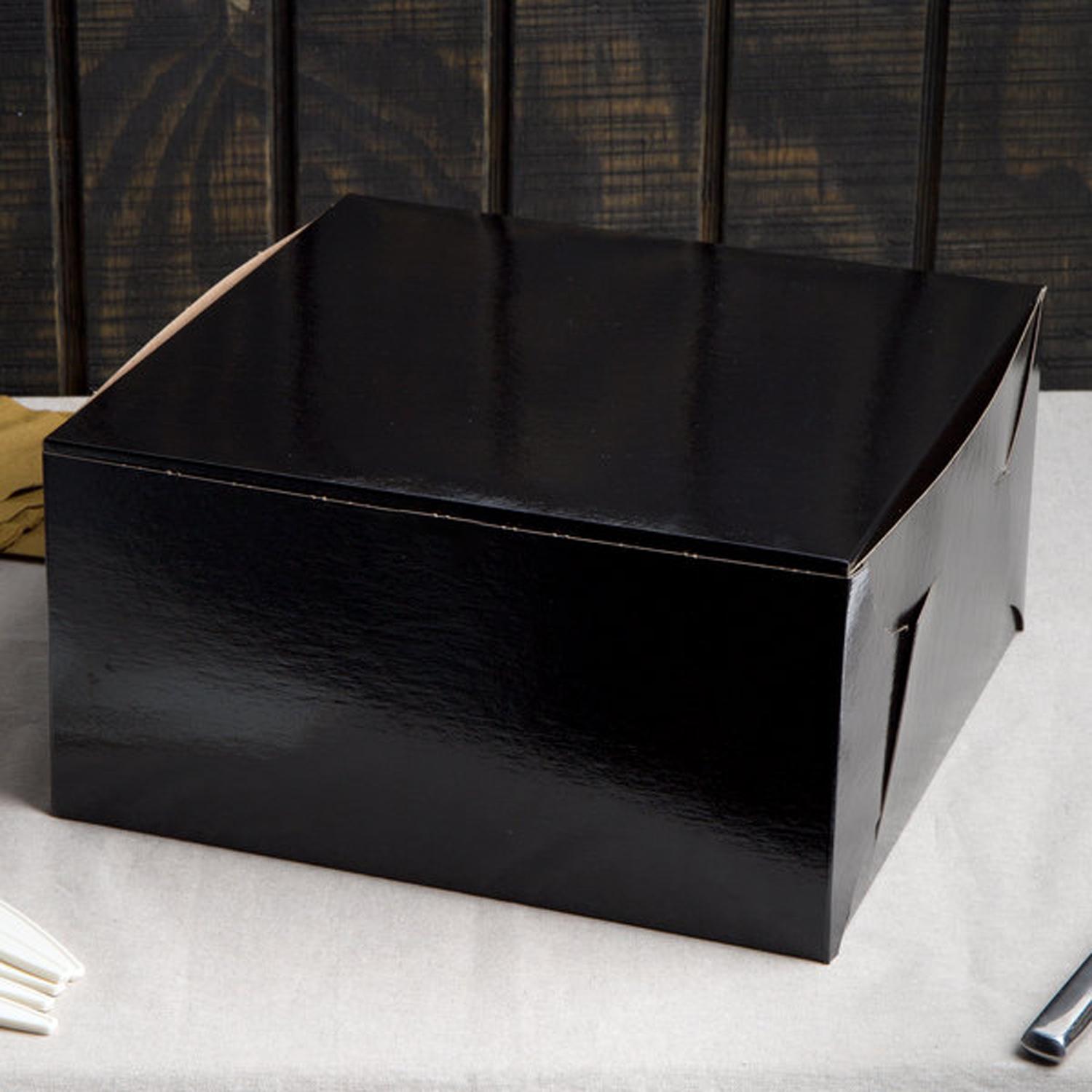 BLACK 14 X 14 X 4 INCH CAKE BOX