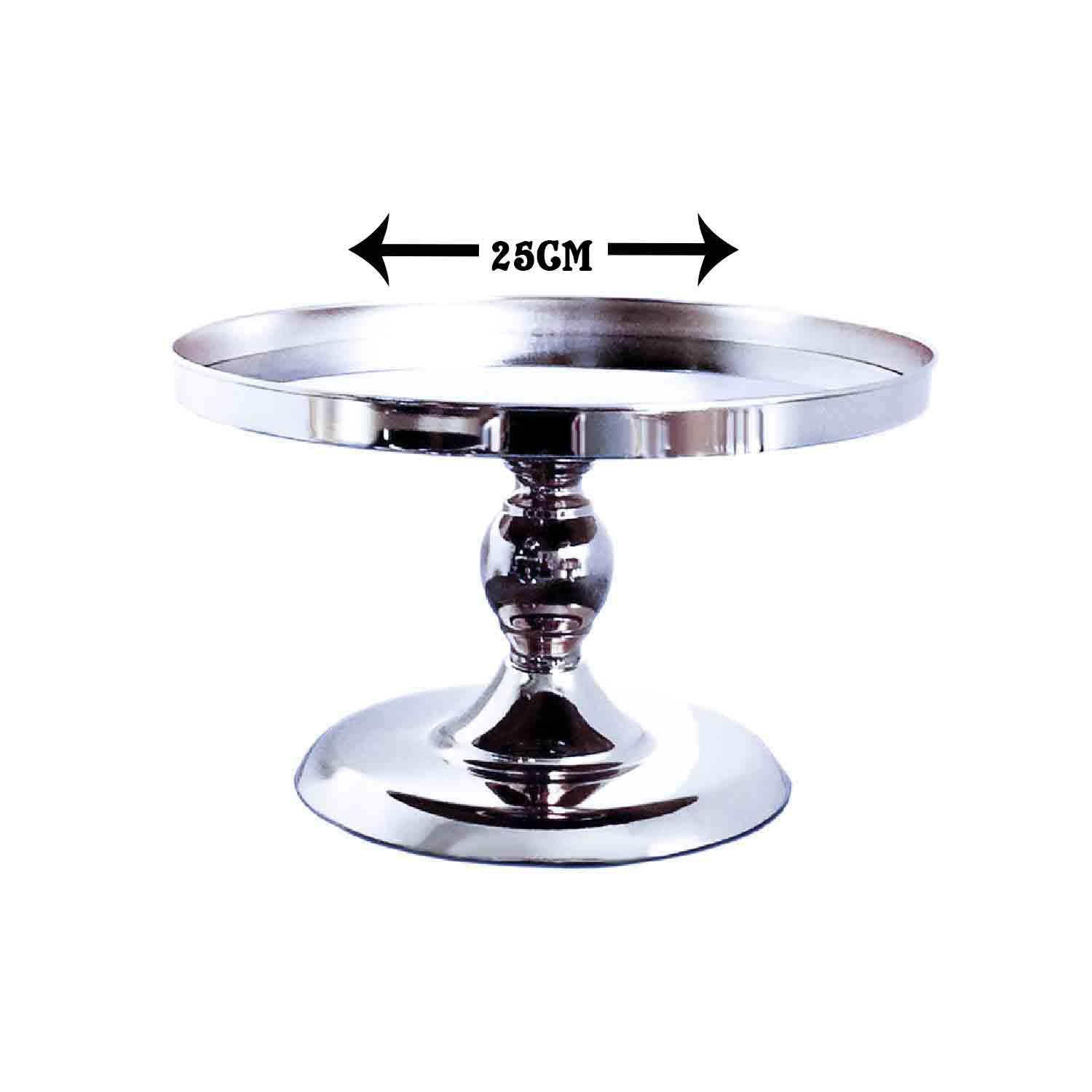 1PC SILVER MIRROR CAKE STAND 25CM