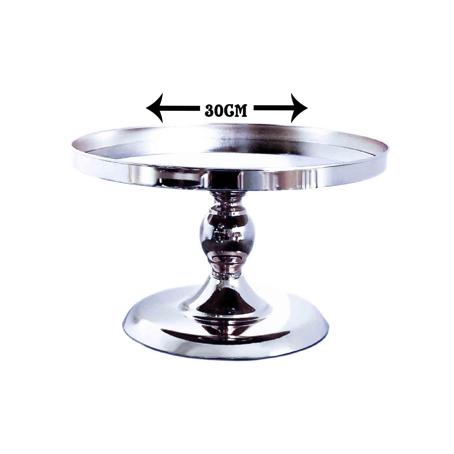 1PC SILVER MIRROR CAKE STAND 30CM