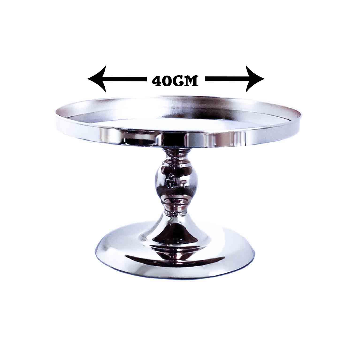 1PC SILVER MIRROR CAKE STAND 40CM