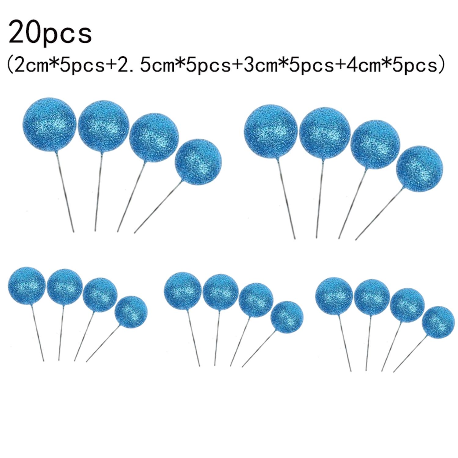 20PCS GLITTER BLUE SPHERE CAKE TOPPER