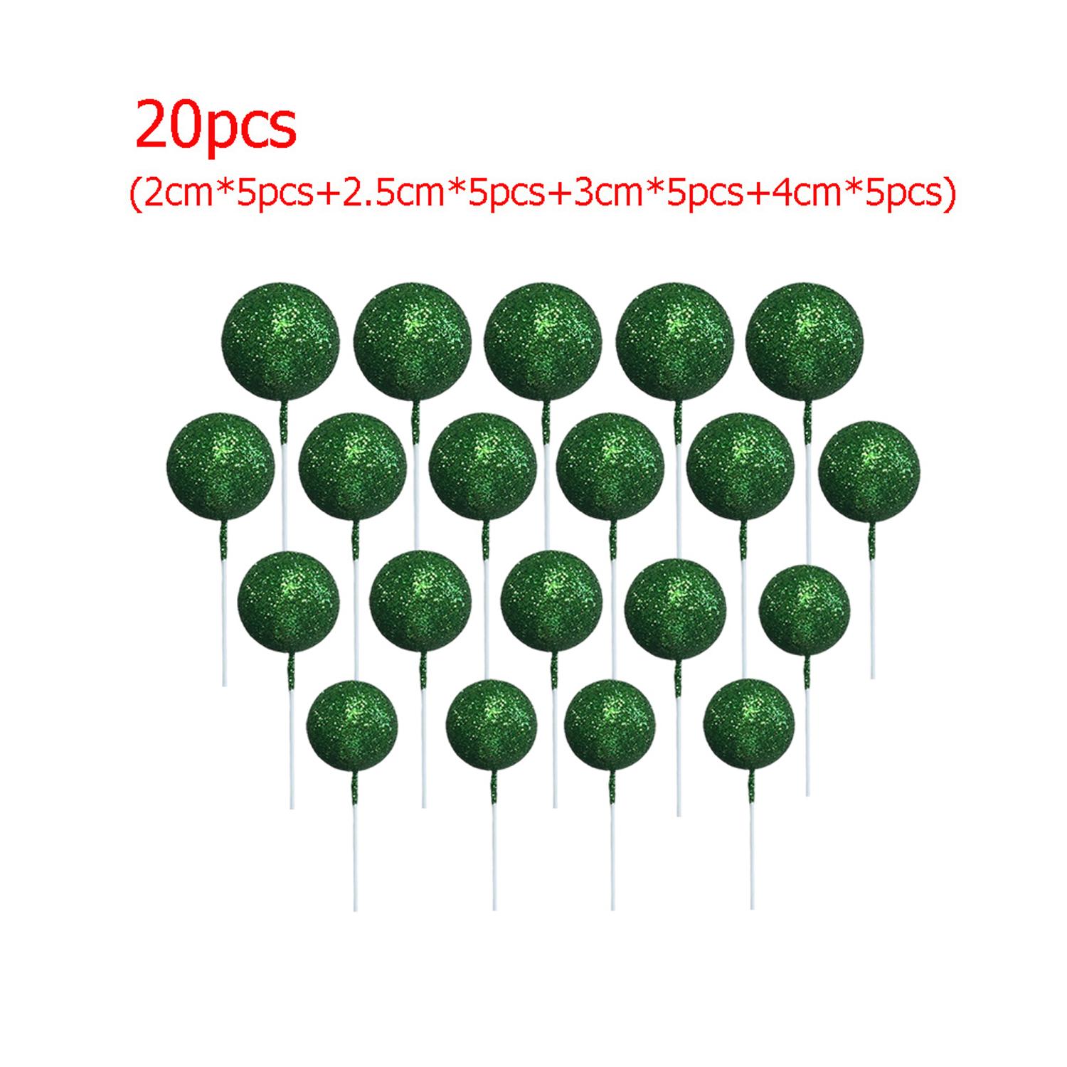 20PCS GLITTER GREEN SPHERE CAKE TOPPER