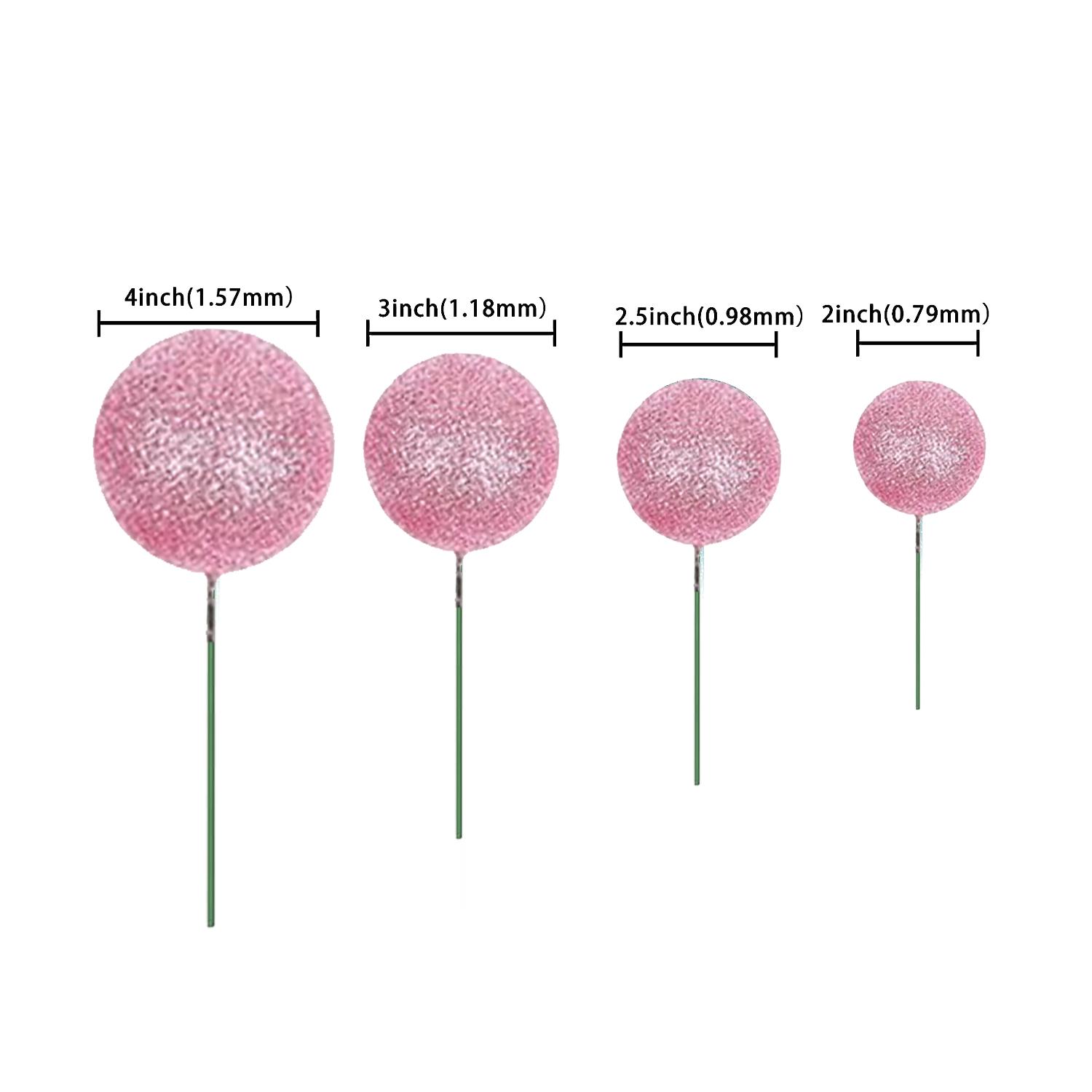 20PCS GLITTER PINK SPHERE CAKE TOPPER