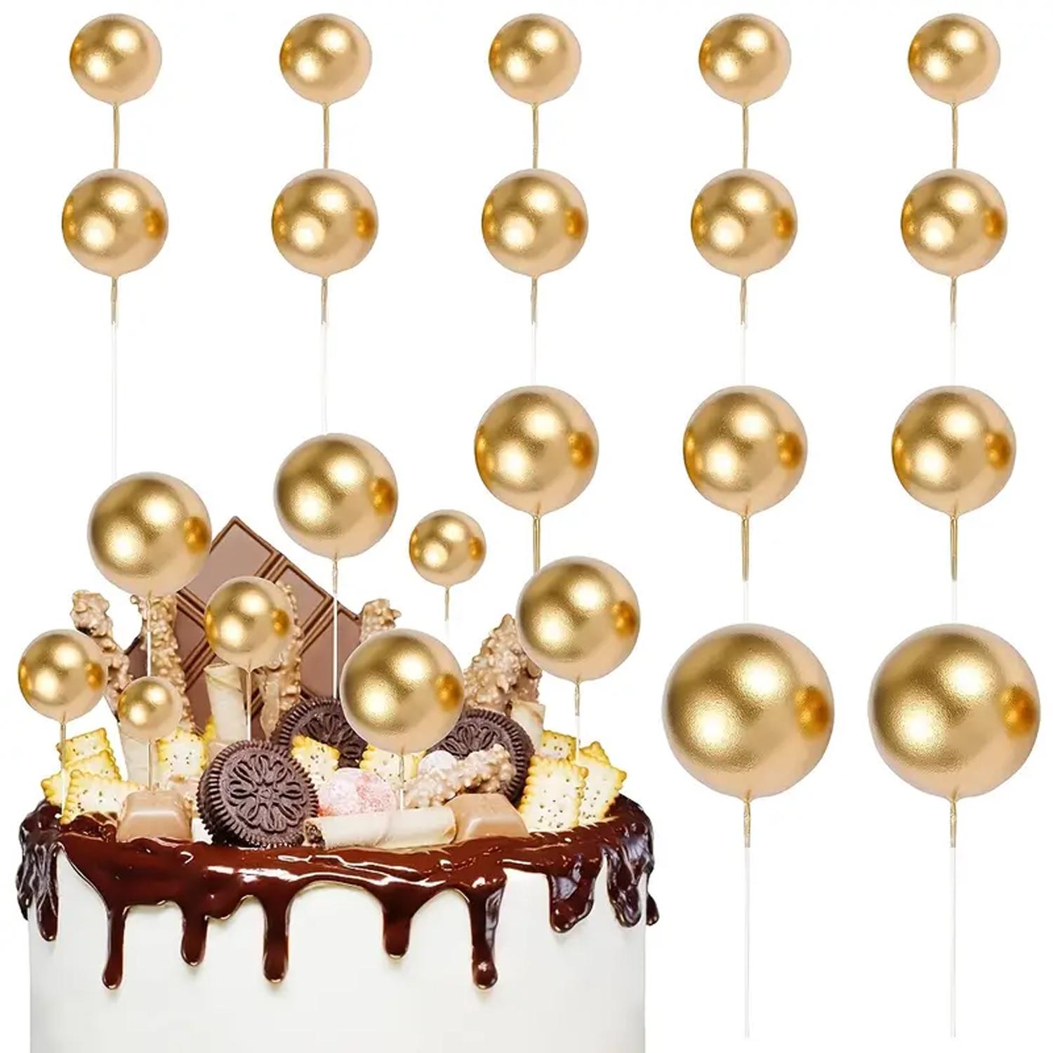 20PCS GOLD SPHERE CAKE TOPPERS