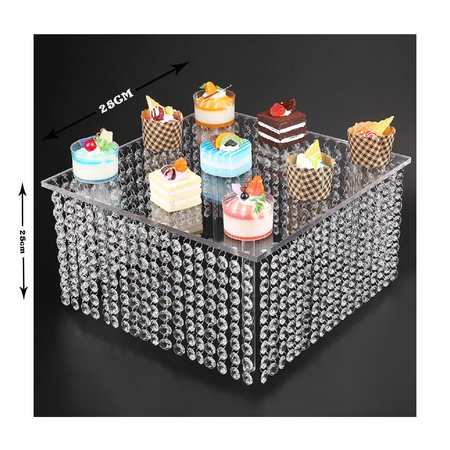 25CM LENGTH X 25CM HEIGHT SQUARE CRYSTAL ACRYLIC CAKE STAND