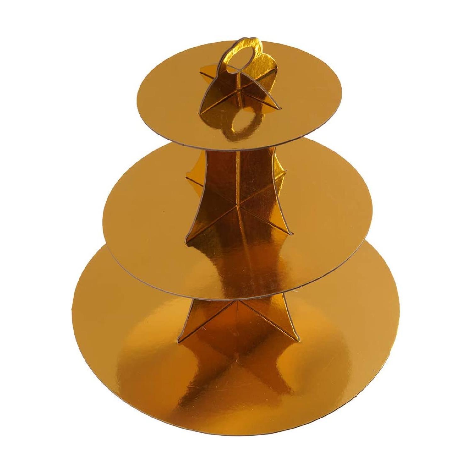 3 TIER CUPCAKE STAND GOLD