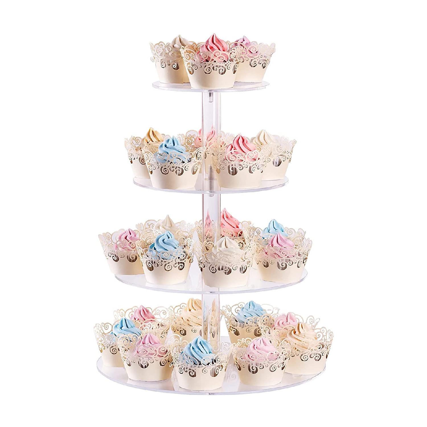 4 TIER ACRYLIC CUPCAKE STAND 14, 12, 10, 8 PLATES