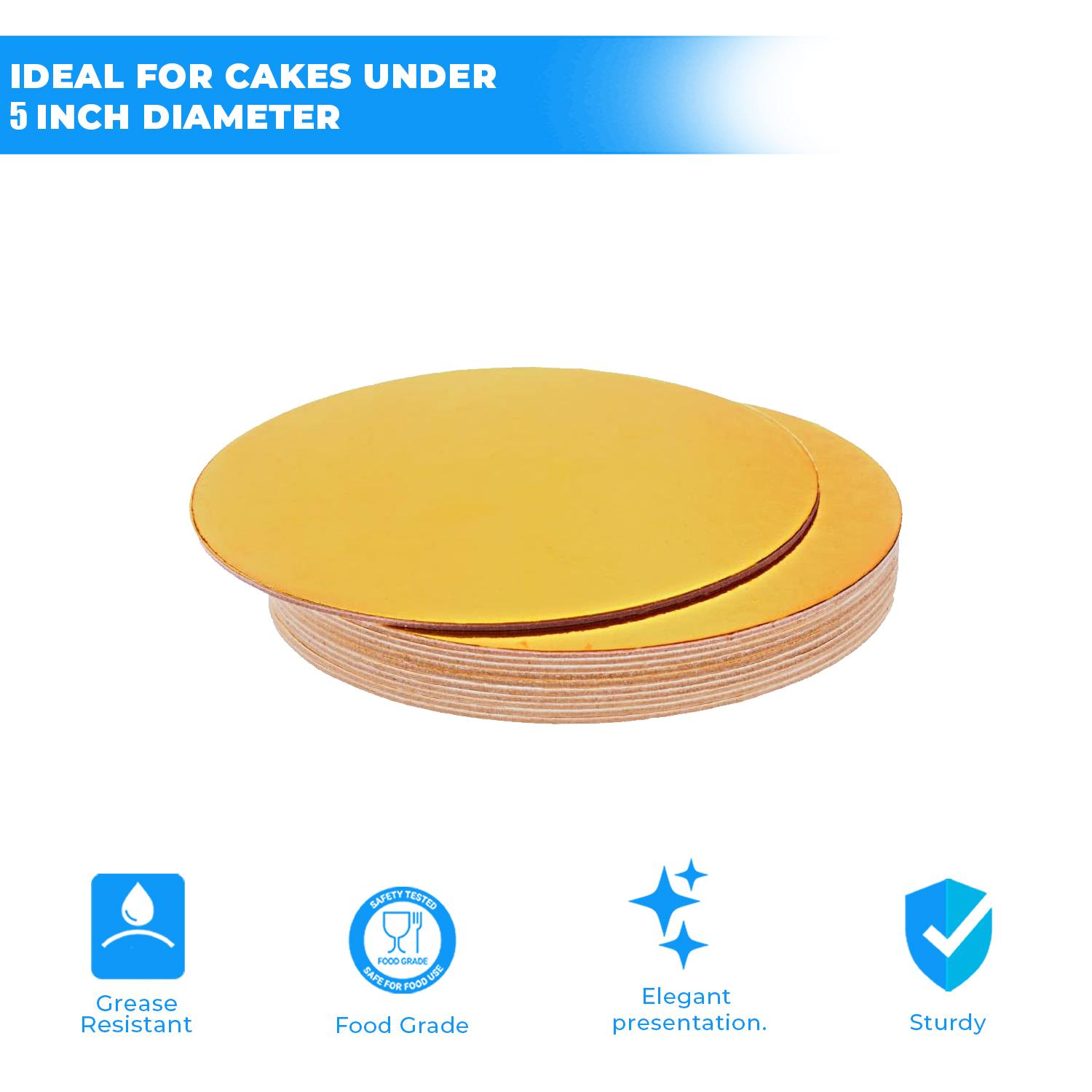 5'' ROUND SMOOTH GOLD CAKE BOARD