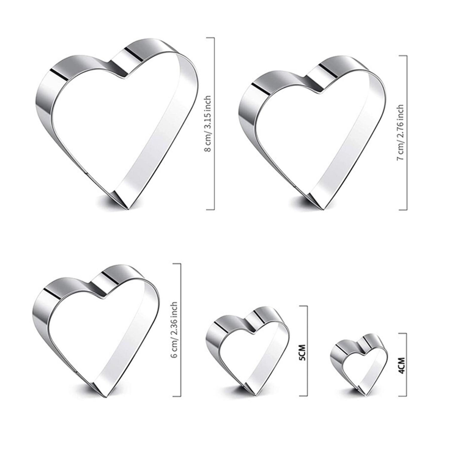 5 PCS STAINLESS STEEL HEART CUTTER SET