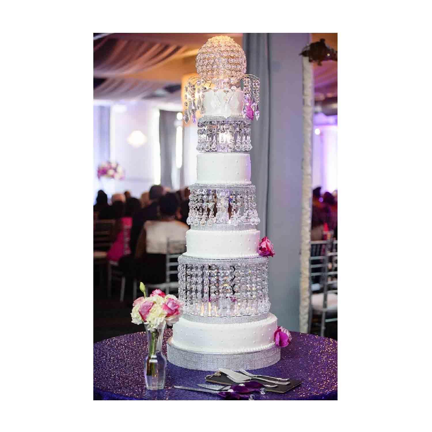 5 TIER ACRYLIC CAKE STAND WITH BEADS