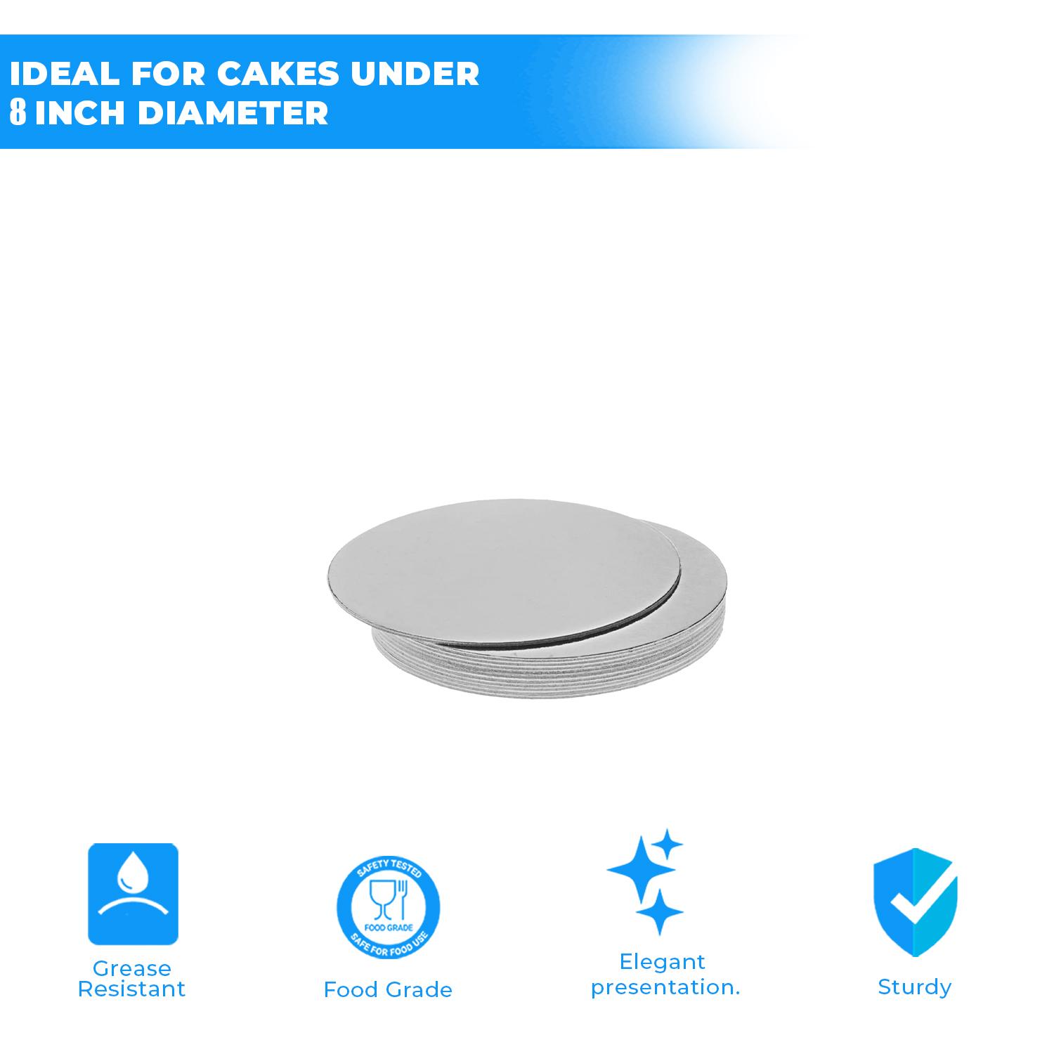 8'' ROUND SMOOTH SILVER CAKE BOARD