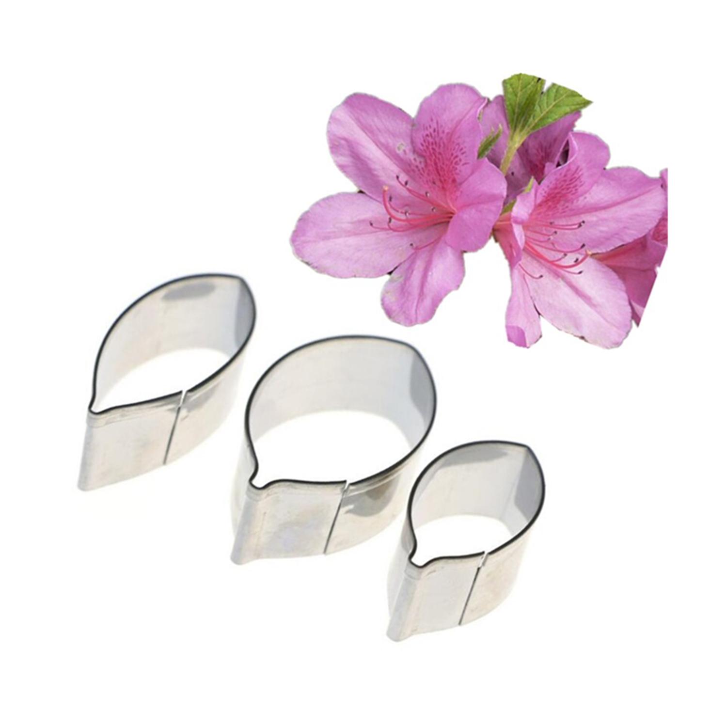 A311 3PCS STAINLESS STEEL BELGIUM AZALEA FLOWER PETAL CUTTER