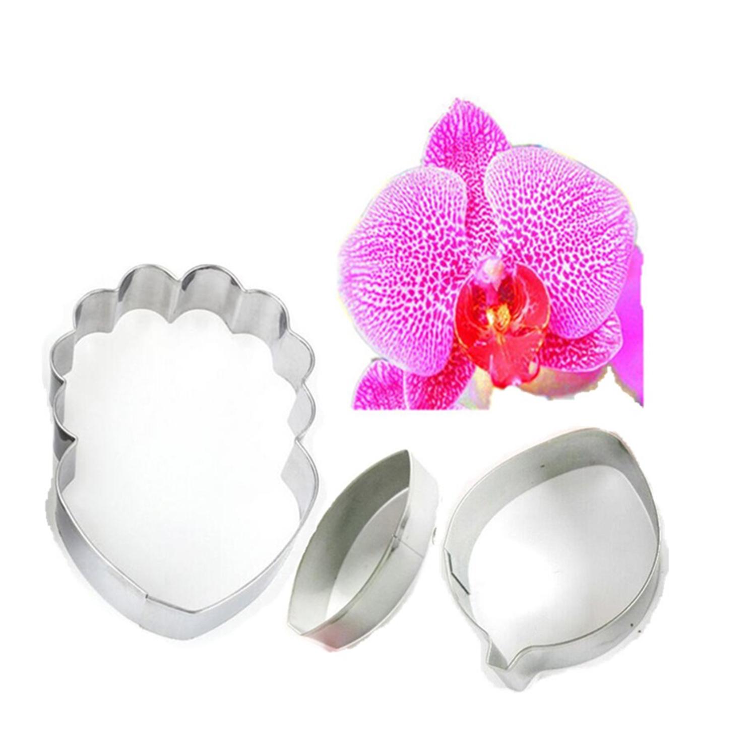 A345 3PCS STAINLESS STEEL CYMBIDIUM ORCHID FLOWER PETAL CUTTER SET