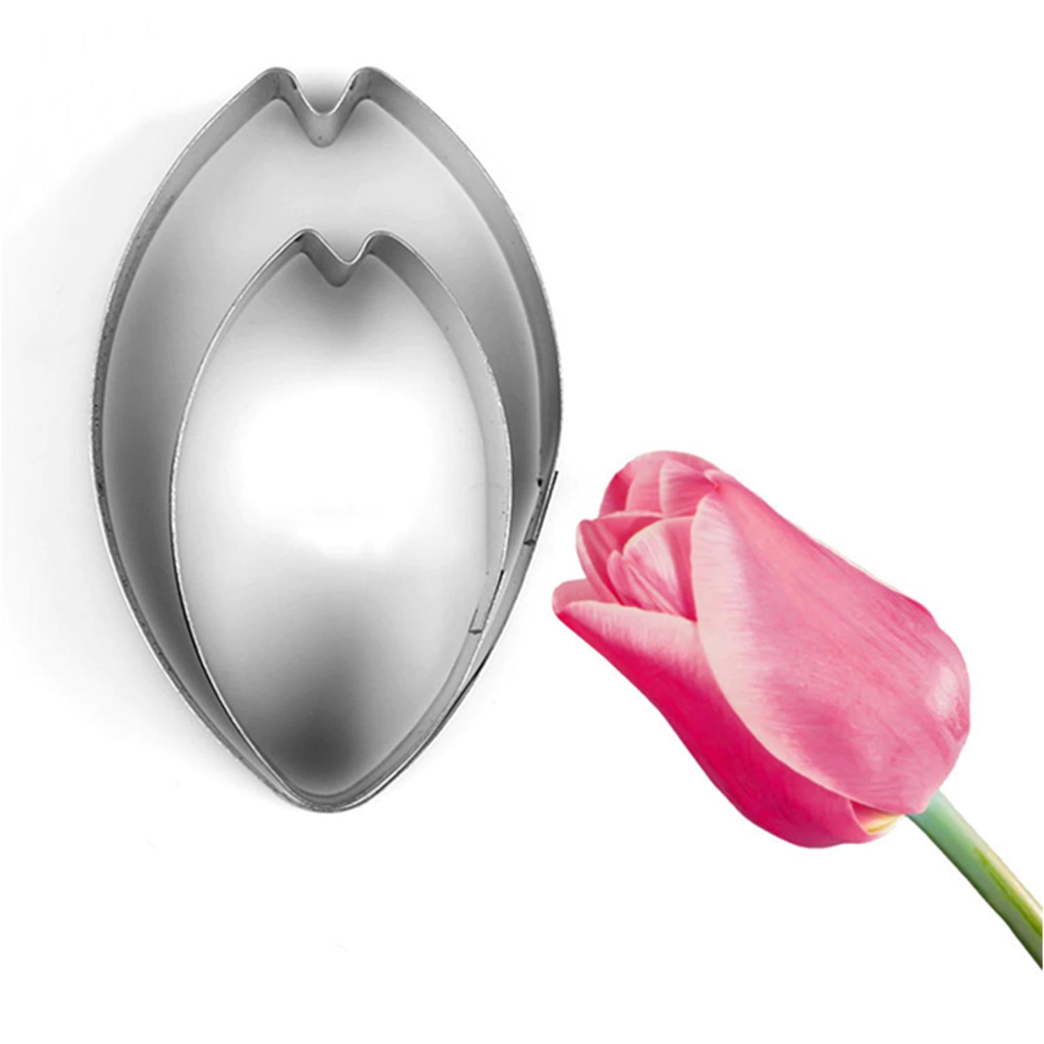 A350 2PCS STAINLESS STEEL TULIP FLOWER CUTTER