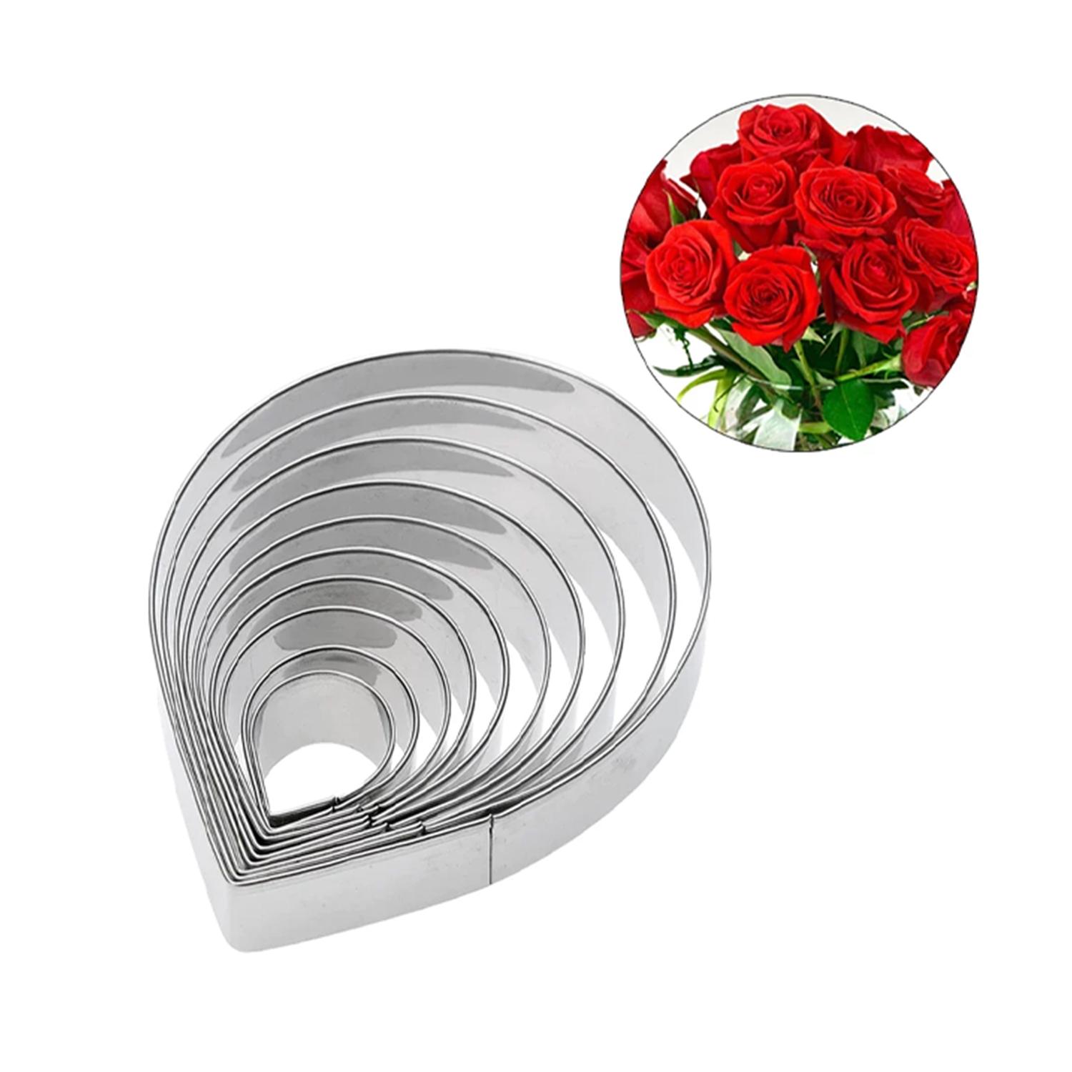 A361 10PCS STAINLESS STEEL ROSE FLOWER PETAL CUTTER SET