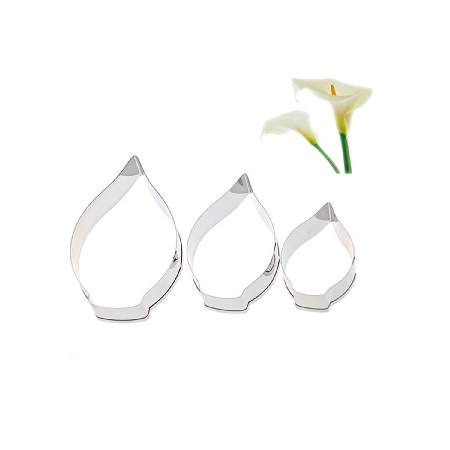 A365 3PCS STAINLESS STEEL CALLA LILLY FLOWER PETAL CUTTER