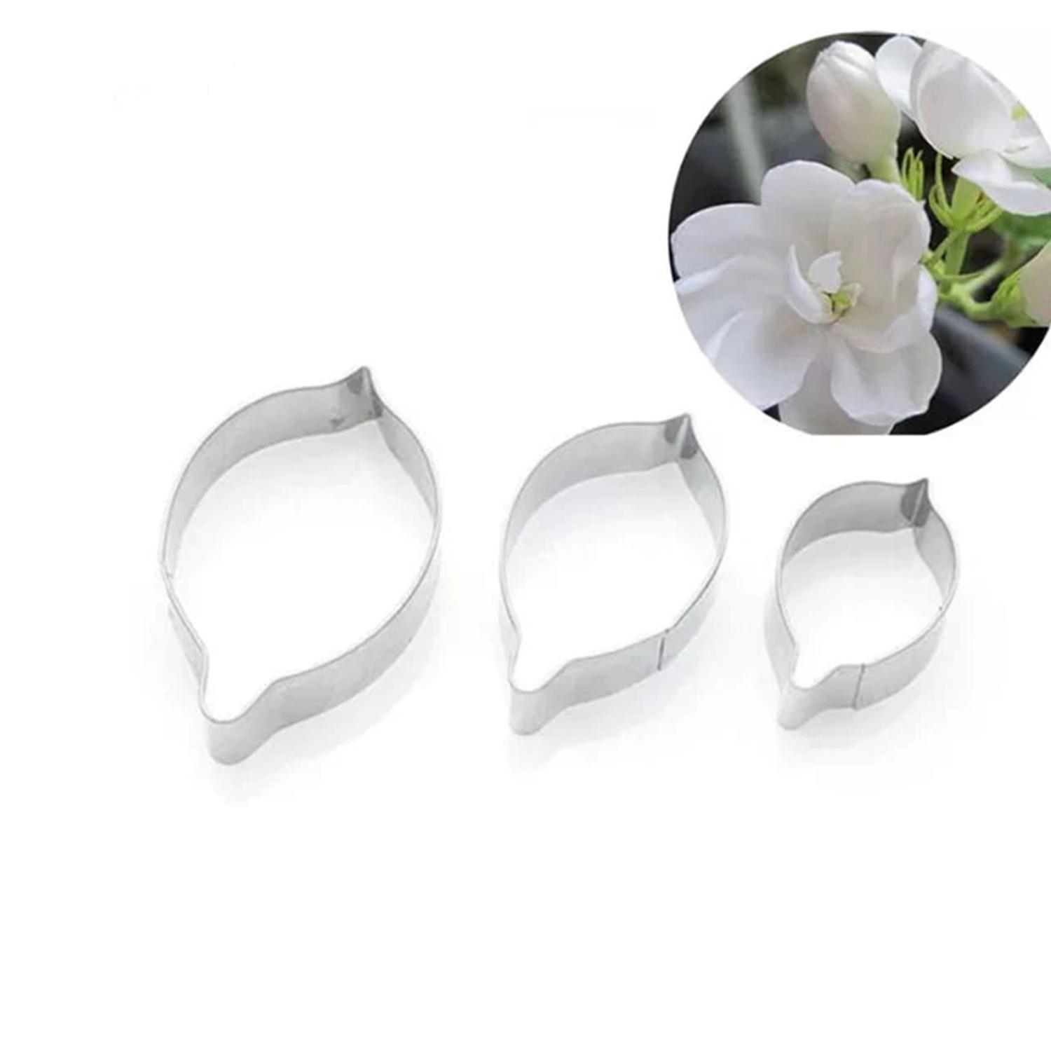 A391 3PCS STAINLESS STEEL JASMINE FLOWER PETAL CUTTERS SET