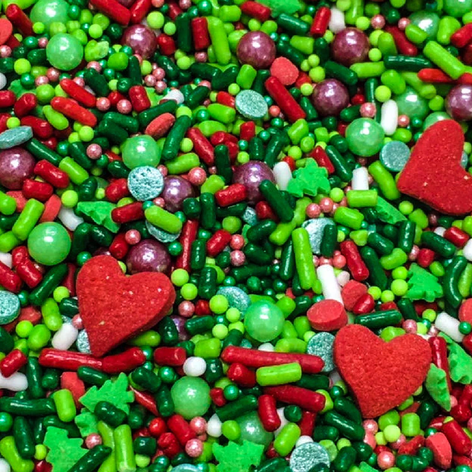 ASSORTED CHRISTMAS HEART PEARLS 130GMS