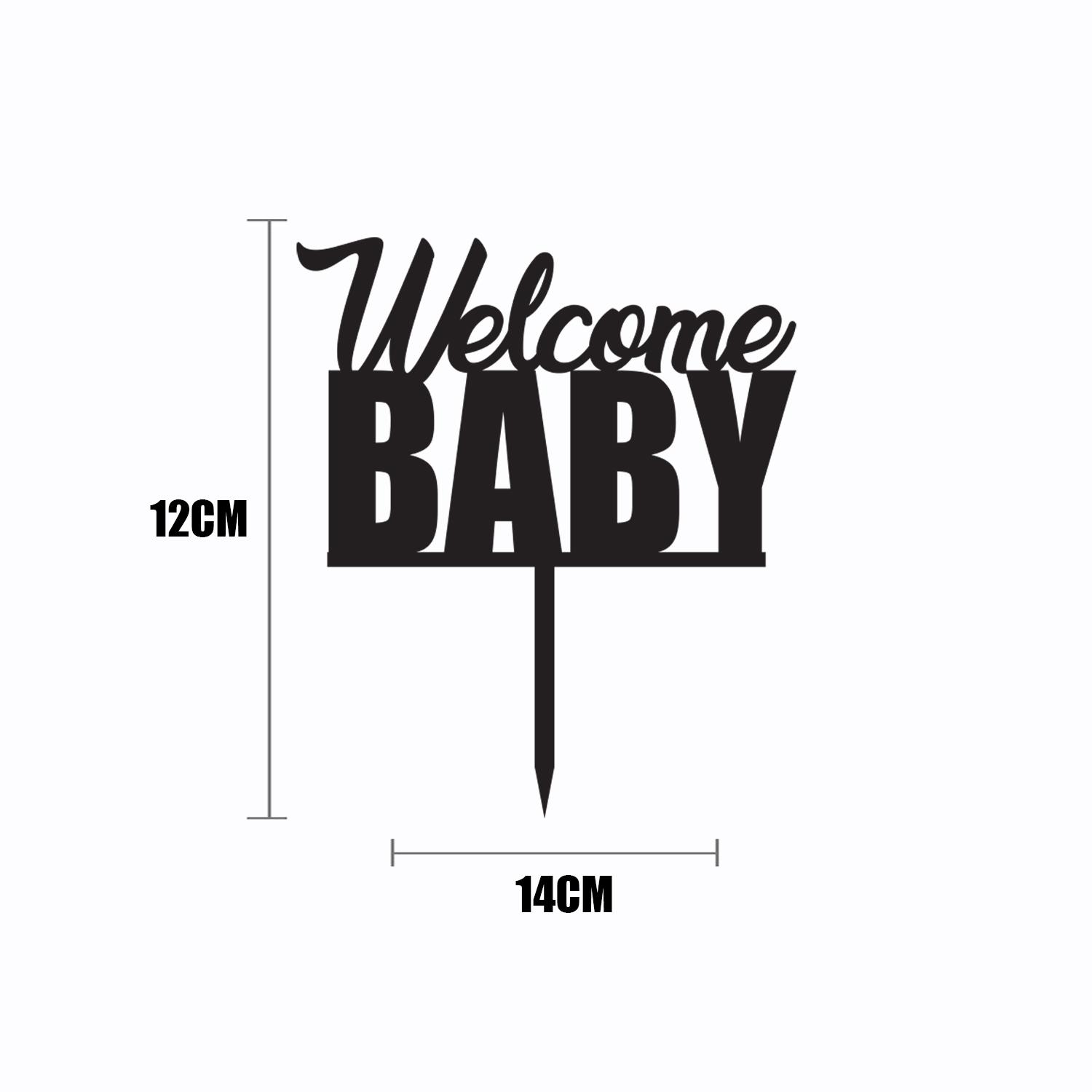 BLACK ACRYLIC BABY SHOWER TOPPER WELCOME BABY