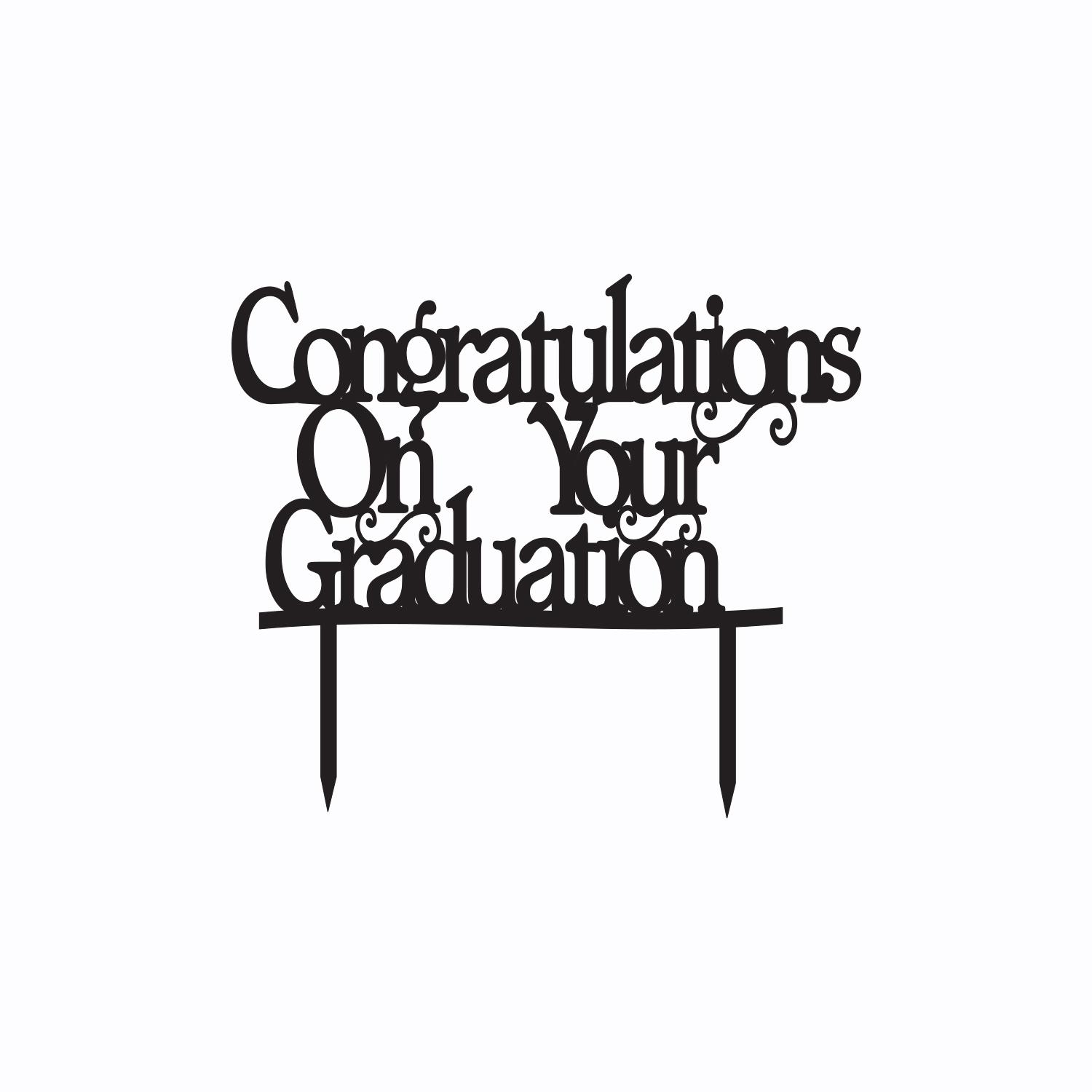 BLACK ACRYLIC CONGRATULATIONS ON YOUR GRADUATION TOPPER