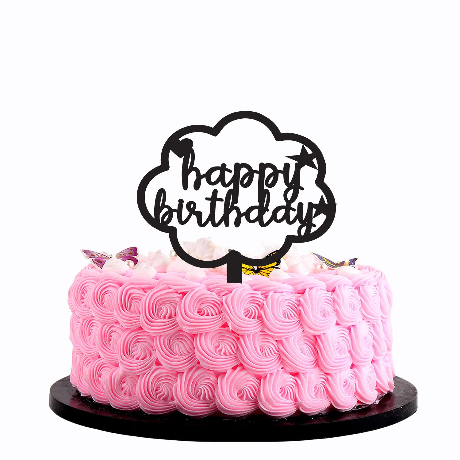 BLACK ACRYLIC HAPPY BIRTHDAY TOPPER CLOUD DETAIL