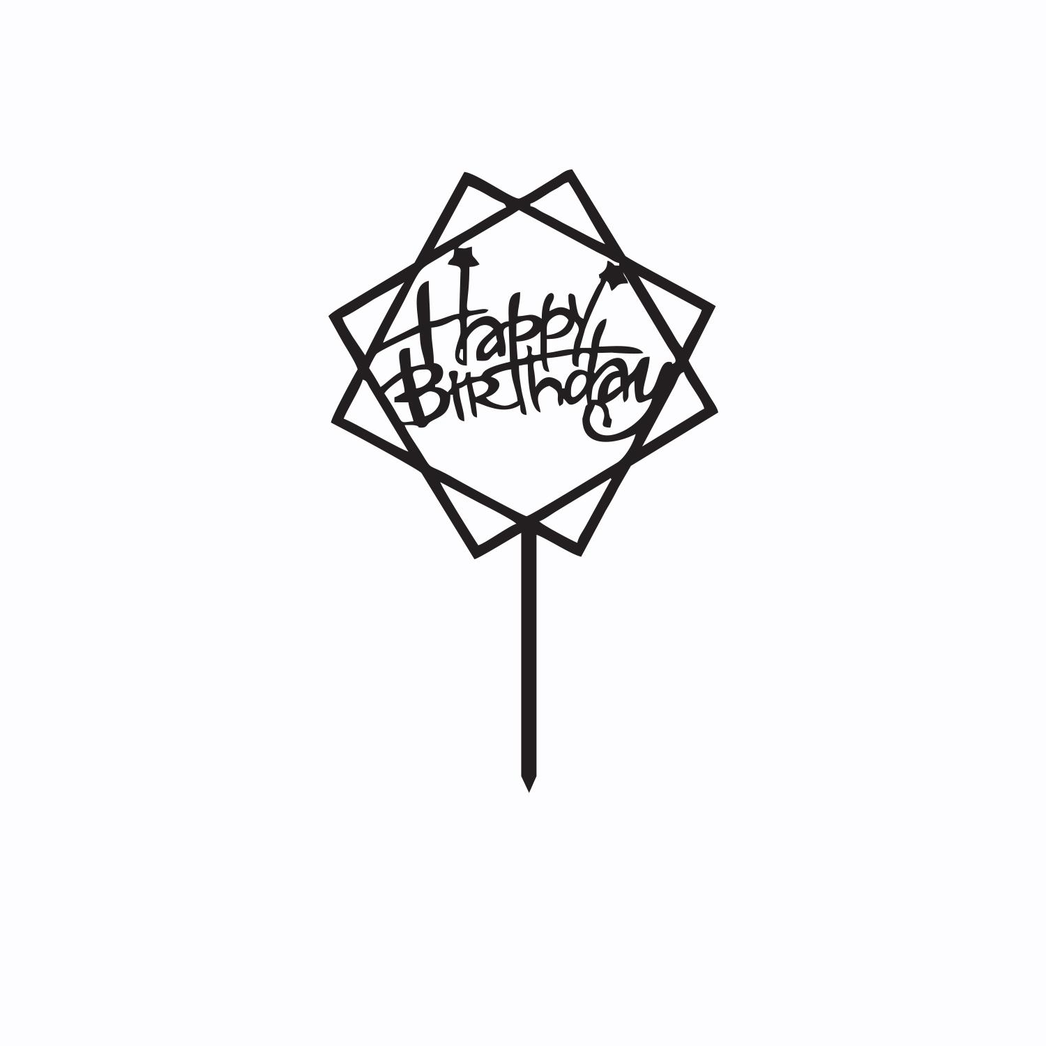 BLACK ACRYLIC HAPPY BIRTHDAY TOPPER DOUBLE SQUARE