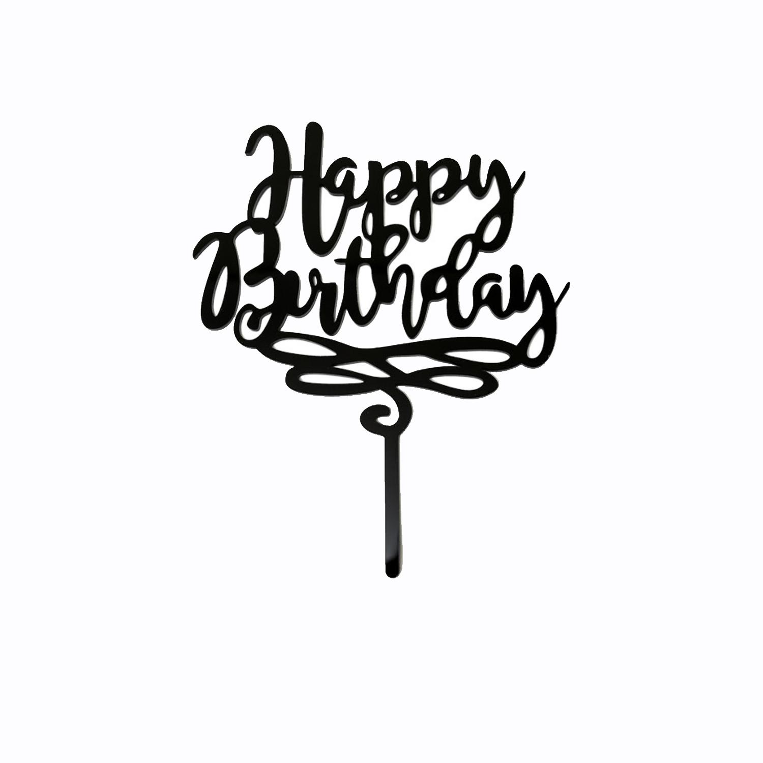 BLACK ACRYLIC HAPPY BIRTHDAY TOPPER NO 01