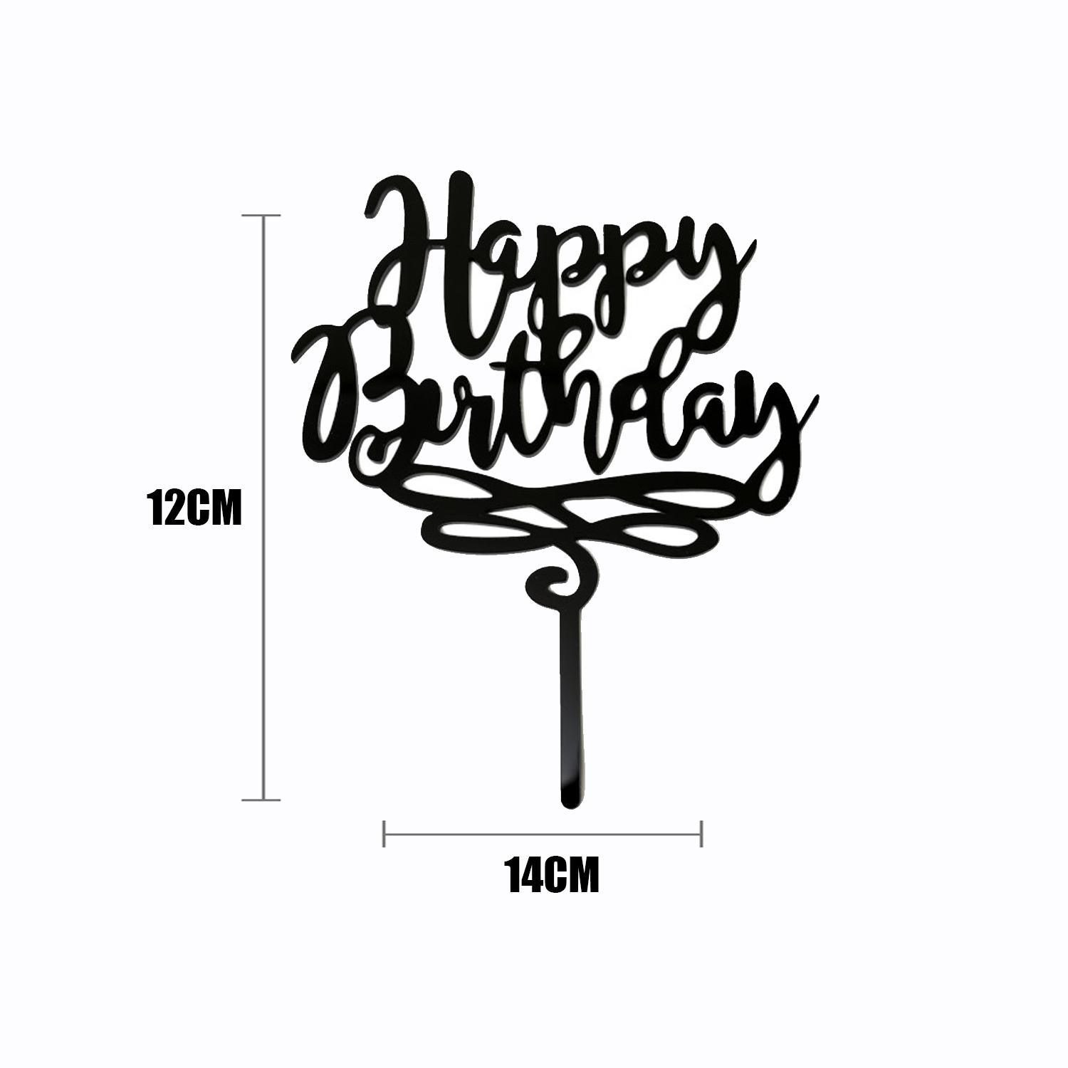 BLACK ACRYLIC HAPPY BIRTHDAY TOPPER NO 01