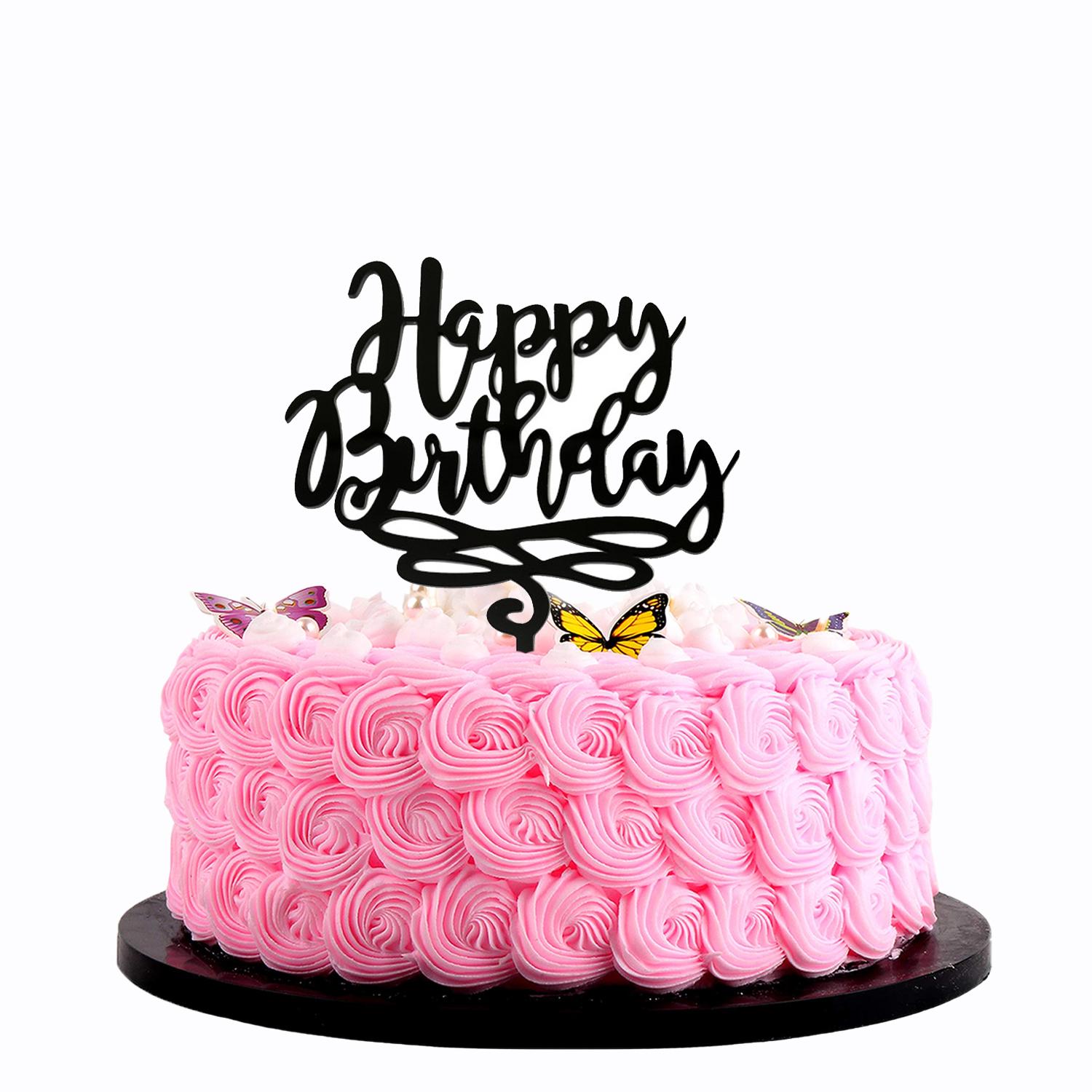 BLACK ACRYLIC HAPPY BIRTHDAY TOPPER NO 01