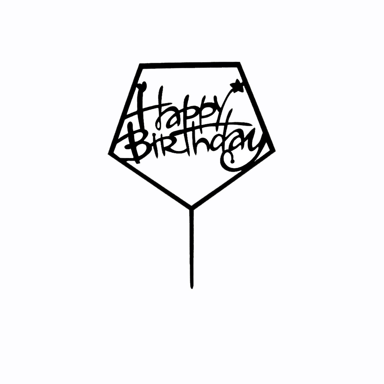 BLACK ACRYLIC HAPPY BIRTHDAY TOPPER PENTAGON