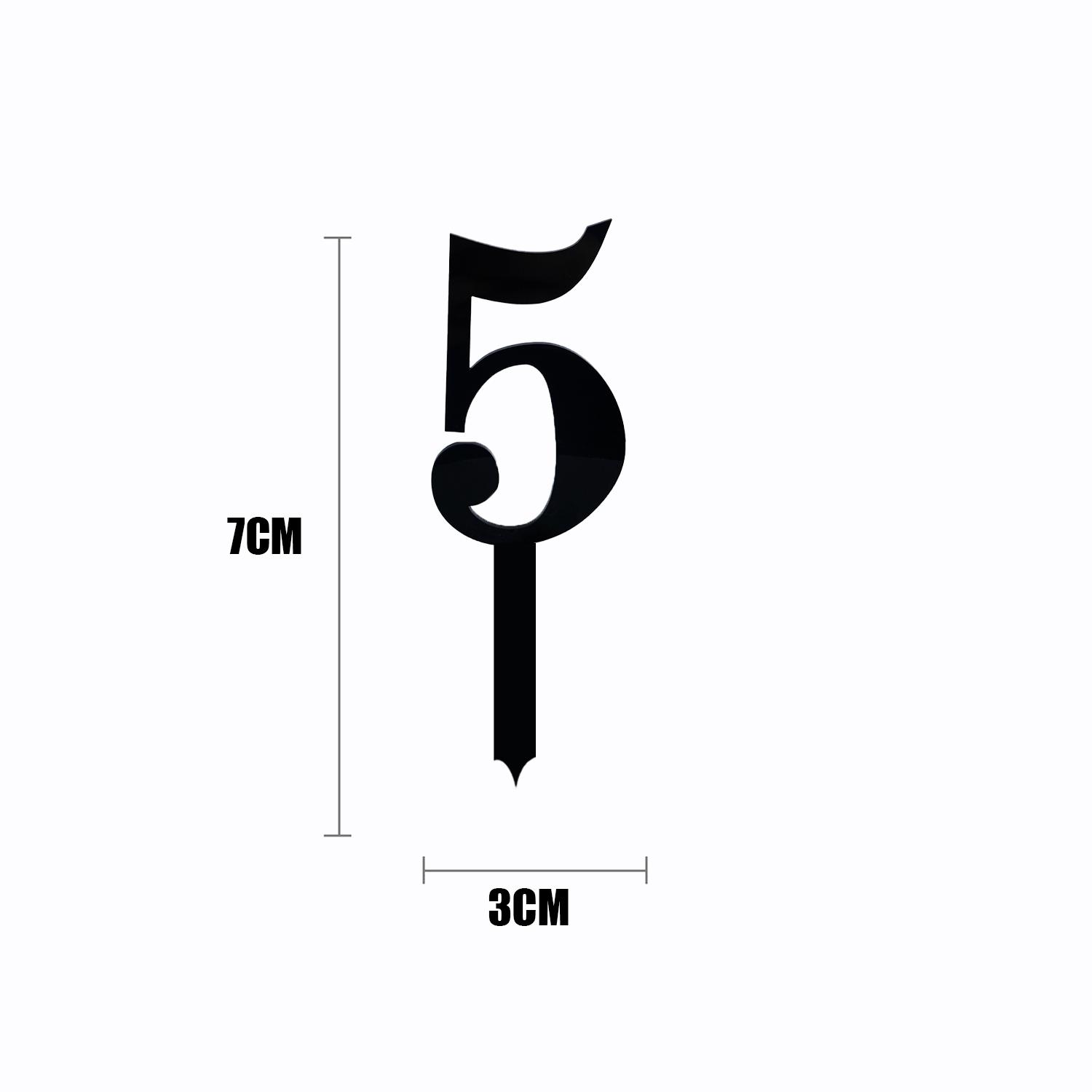 BLACK ACRYLIC MINI NUMBER TOPPER 5