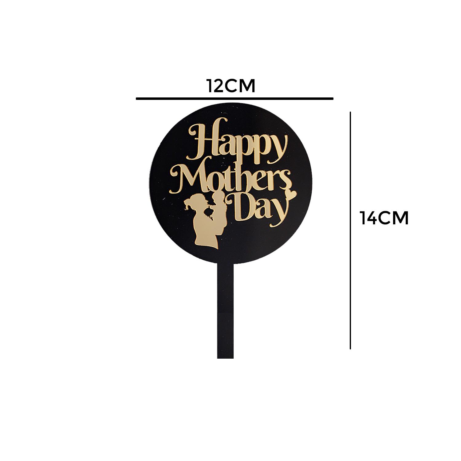 BLACK AND GOLD ACRYLIC MOTHERS DAY TOPPER