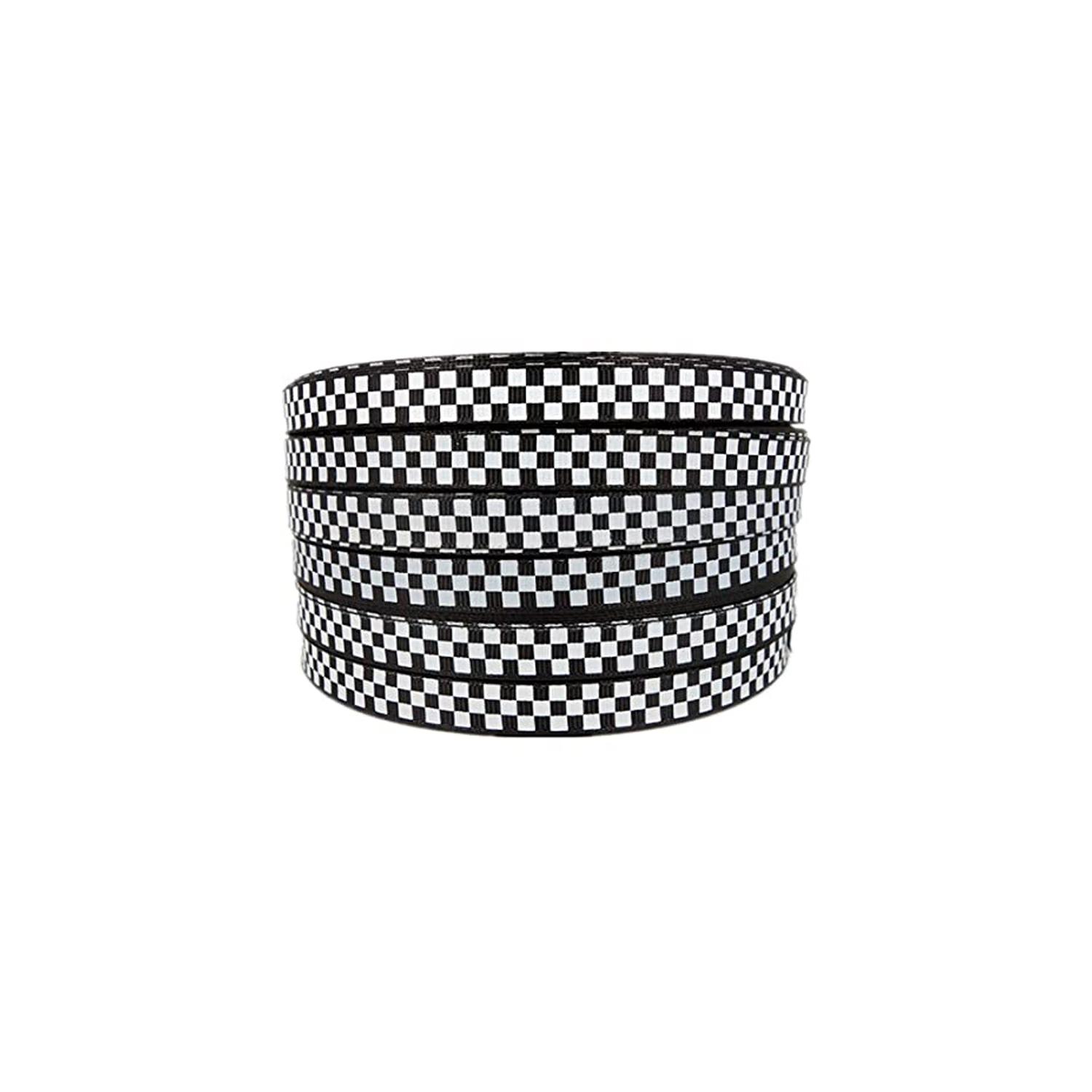 BLACK AND WHITE CHECKED GROSGRAIN RIBBON ROLL