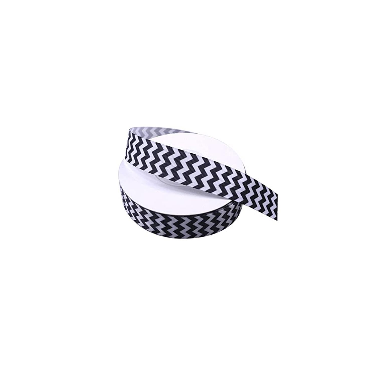 BLACK AND WHITE CHEVRON GROSGRAIN RIBBON ROLL