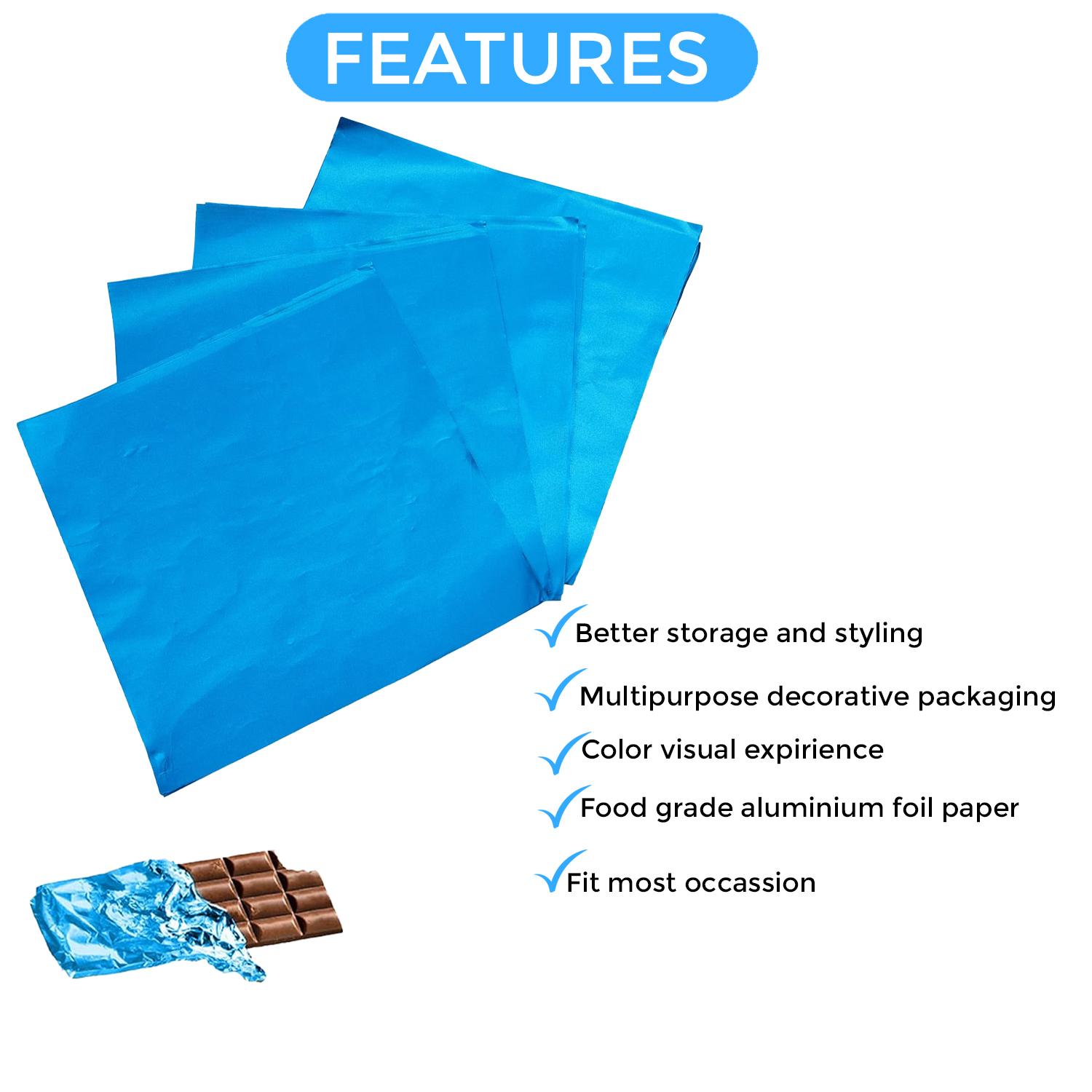 BLUE CHOCOLATE WRAPPERS 10X10CM 100PCS