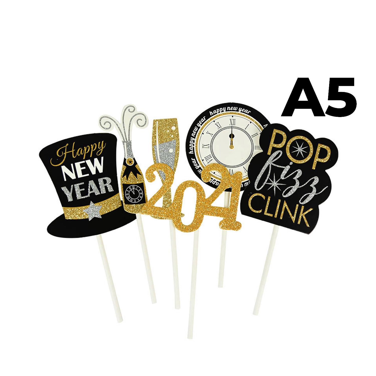 CARDSTOCK HAPPY NEW YEAR THEMED PAPER TOPPER A5