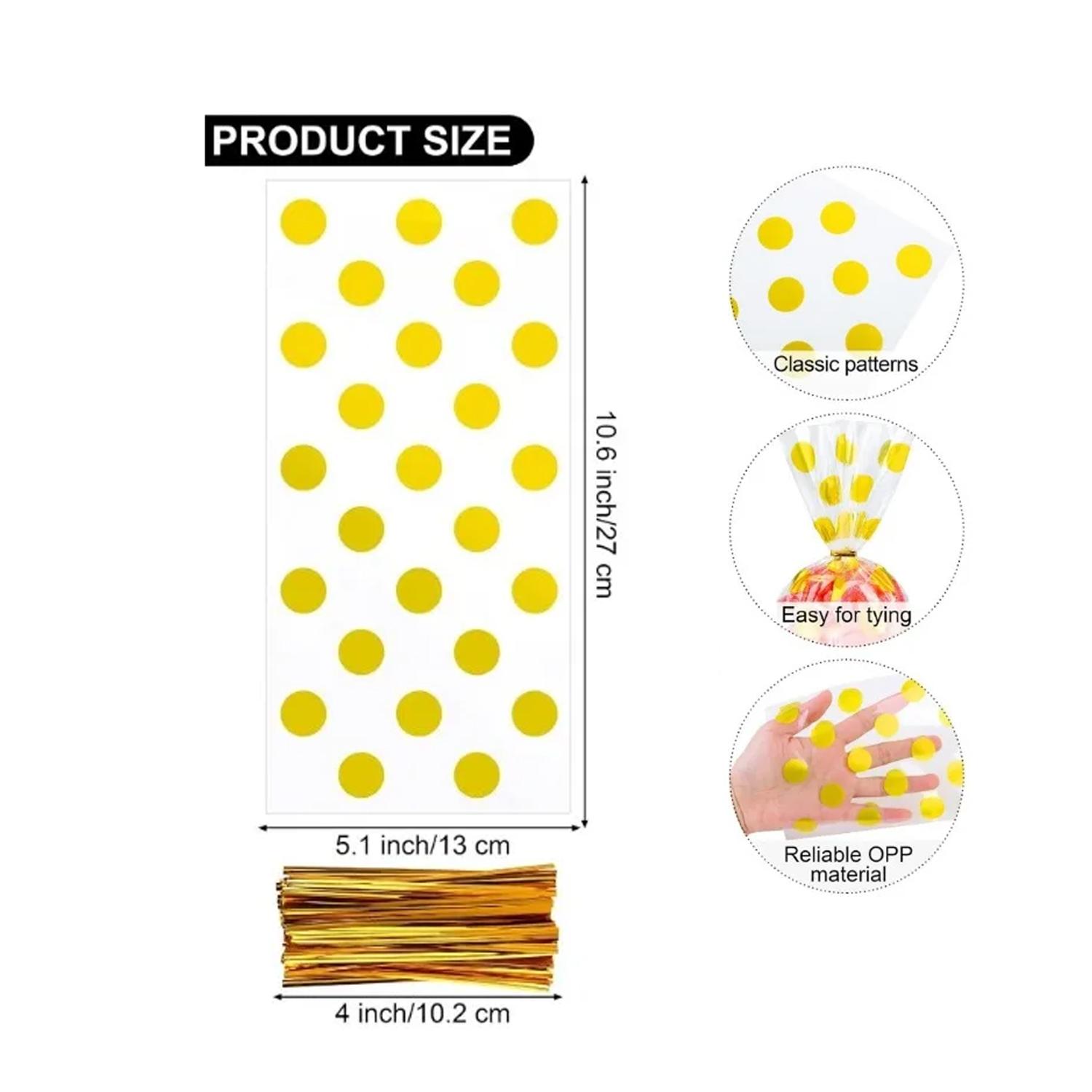 CELLOPHANE PAPER POLKA GOLD 100PCS