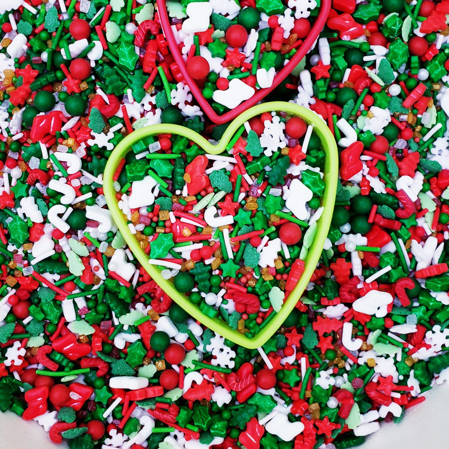 CHRISTMAS GREEN STARS PEARL MIX SPRINKLES 1KG