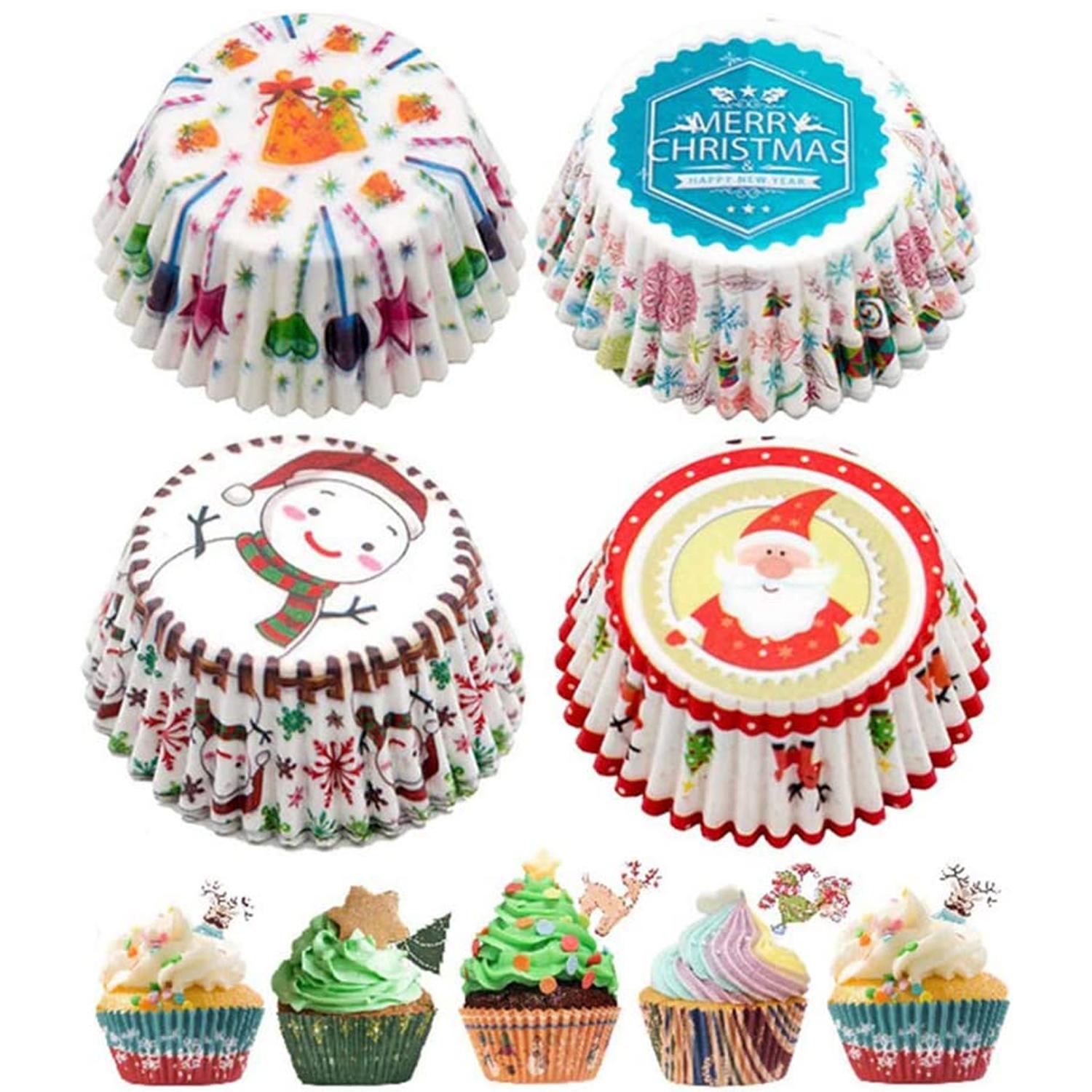 CHRISTMAS THEMED 110MM CUPCAKE LINERS 100PCS