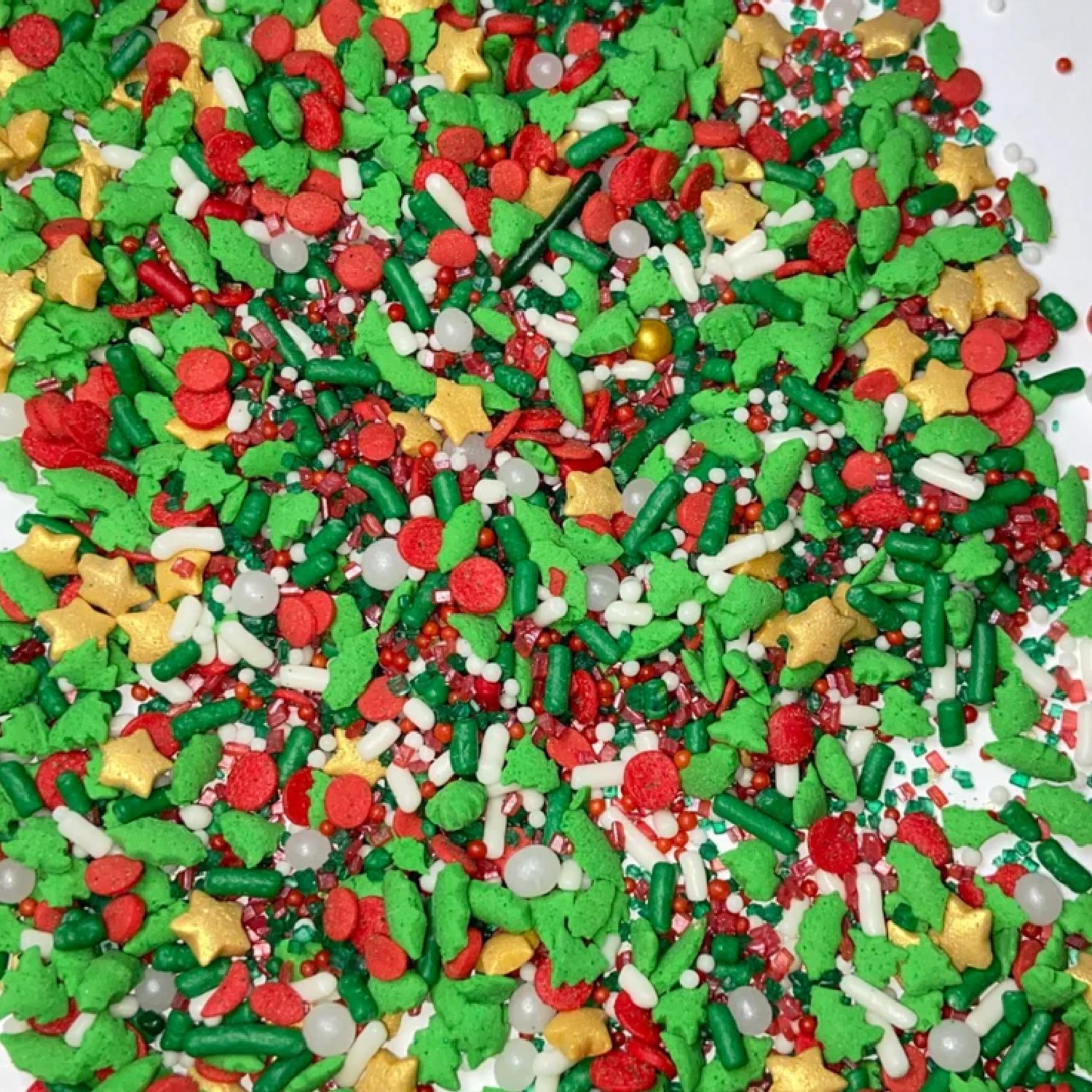 CHRISTMAS GOLD HEARTS PEARL MIX SPRINKLES 1KG