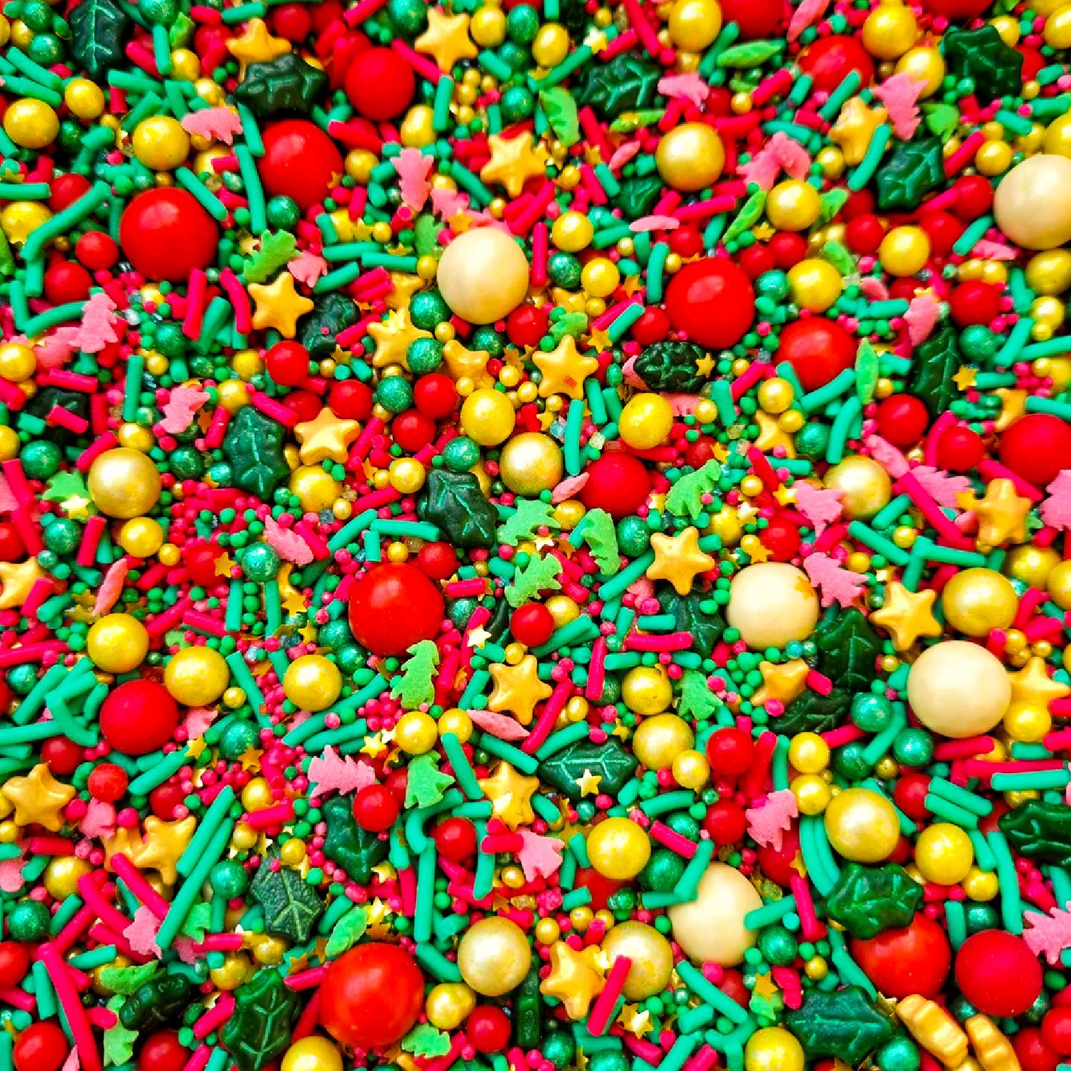 CHRISTMAS GOLD STARS PEARL MIX SPRINKLES 1KG