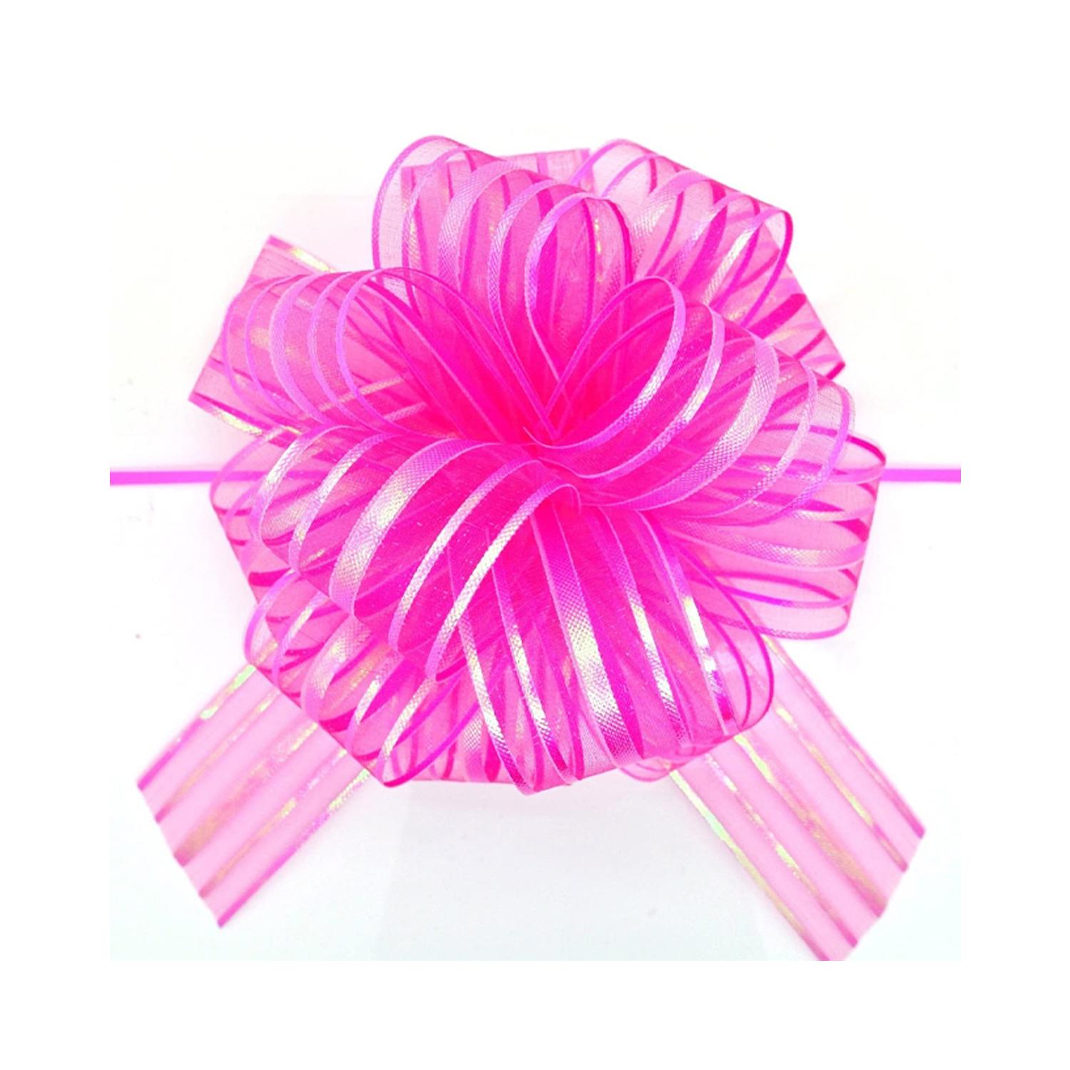 ELECTRIC PINK ORGANZA PULL FLOWER RIBBON